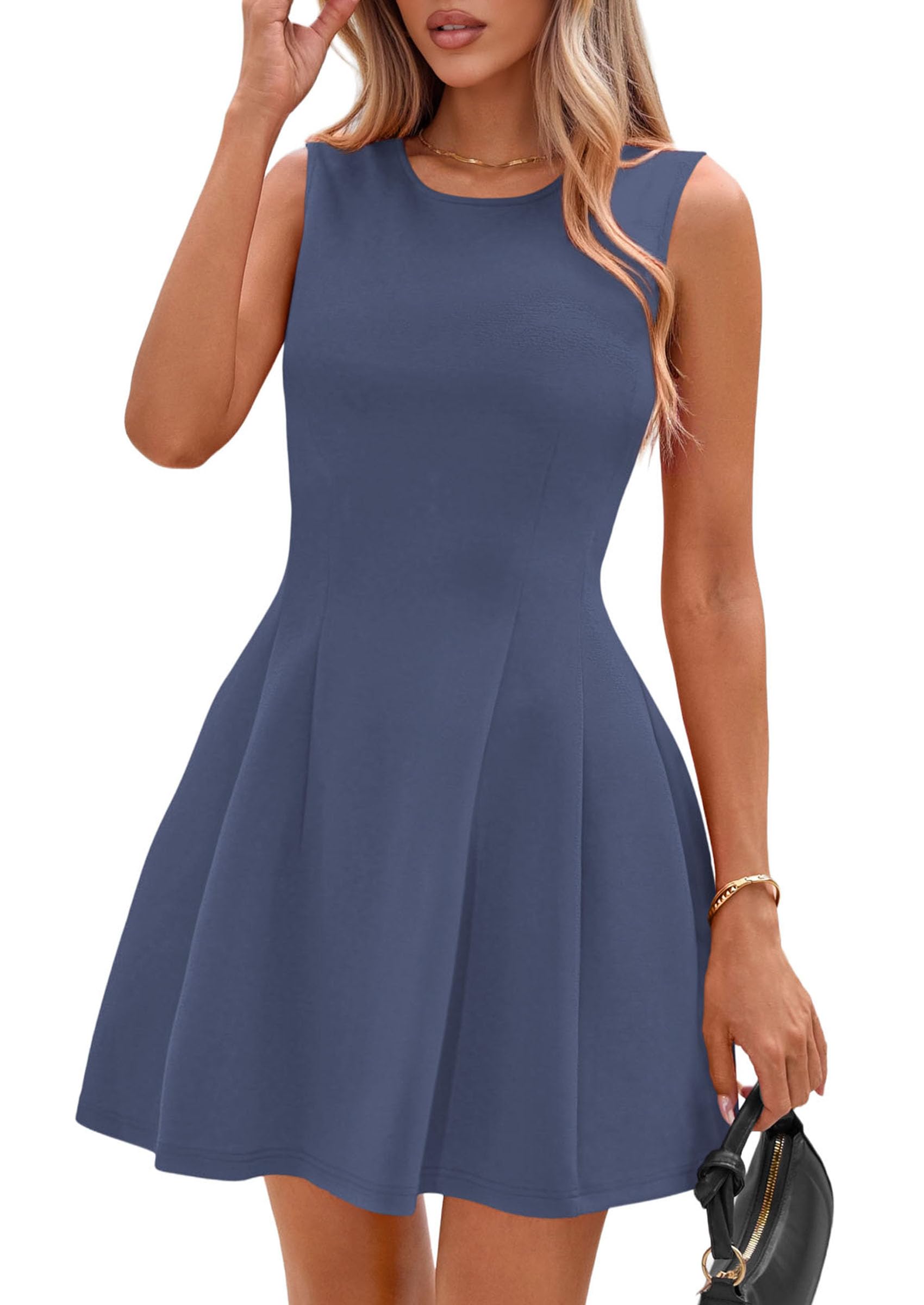 Women's A Line Elegant Summer Cocktail Dresses, Dusty Blue,XS