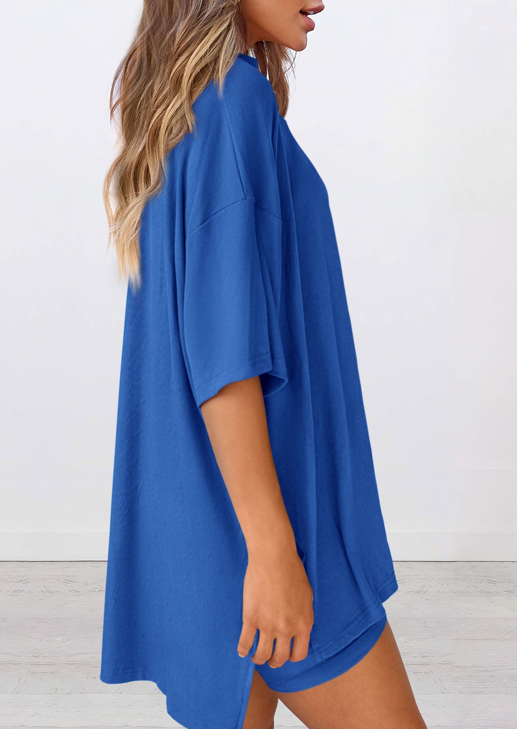 Women 2 Piece Lounge Set Airport Travel Outfit, Royal Blue,S