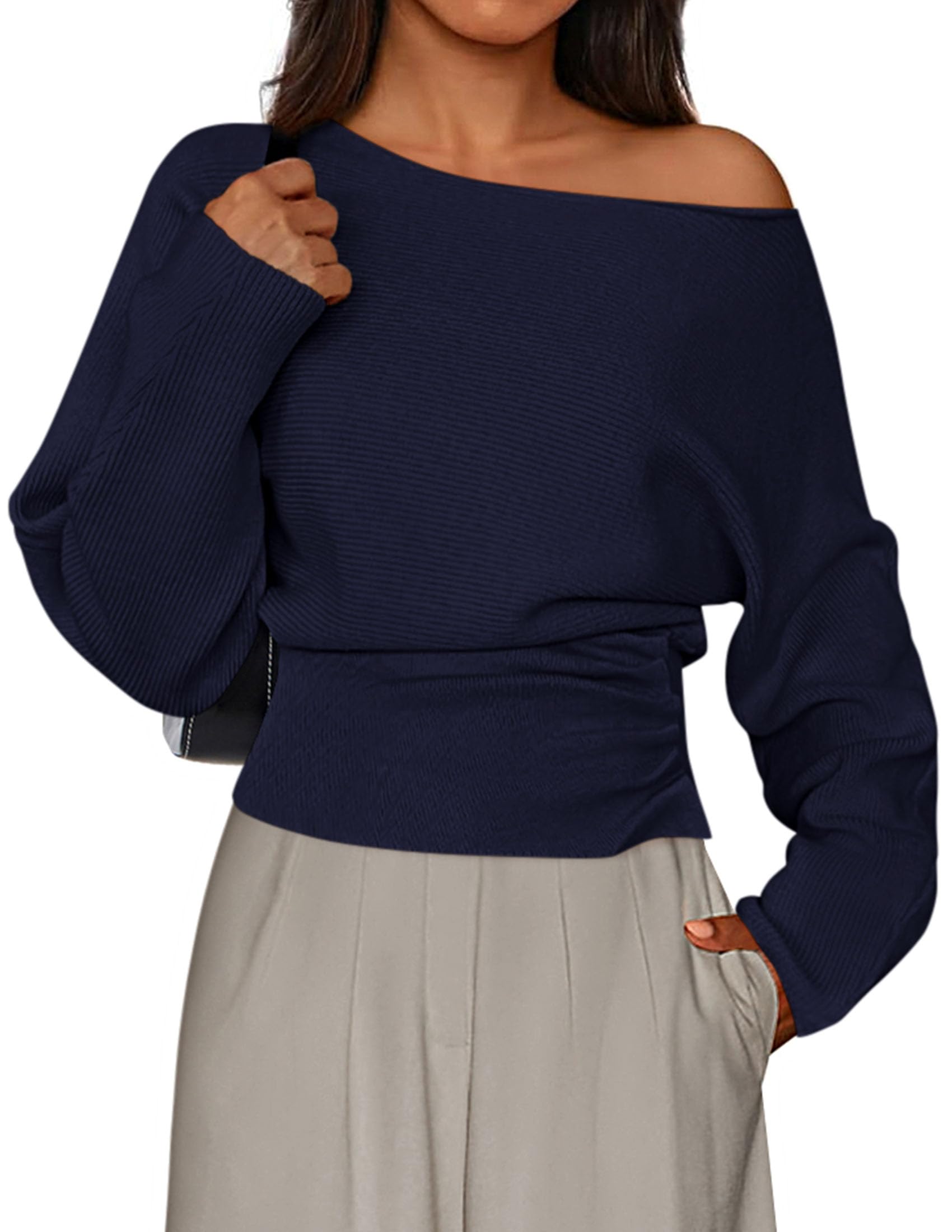Women's Off the Shoulder Sweater Trendy Fall Going Out Tops