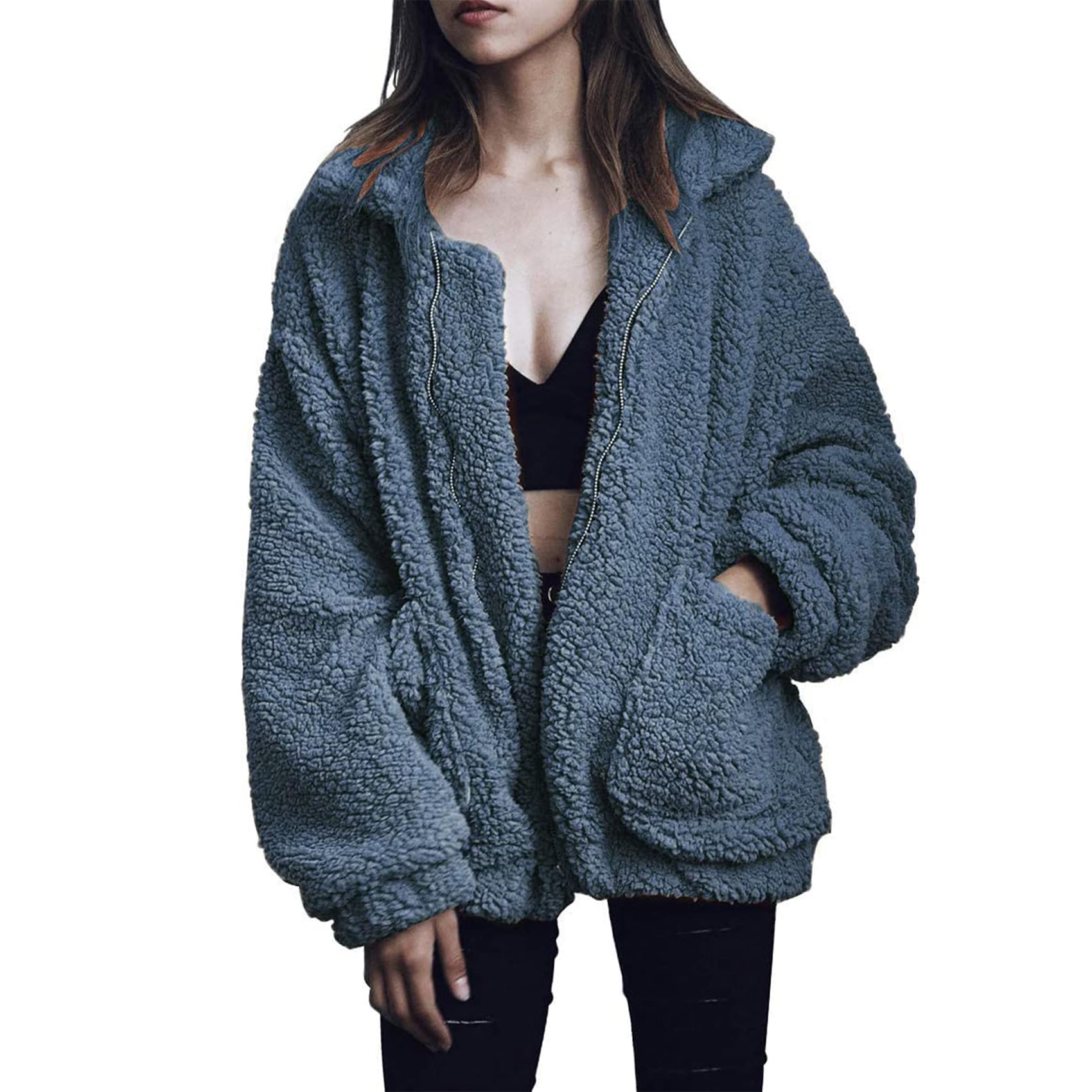 Oversized Sherpa Fleece Jacket Women's Winter Coats Outerwear