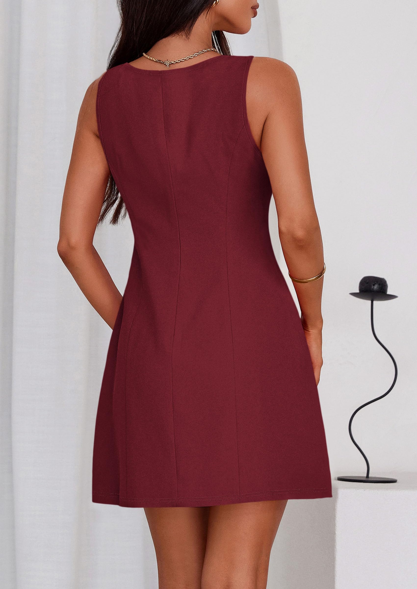 Women's Formal Short Dresses A Line Mini Dress,Burgundy,XS