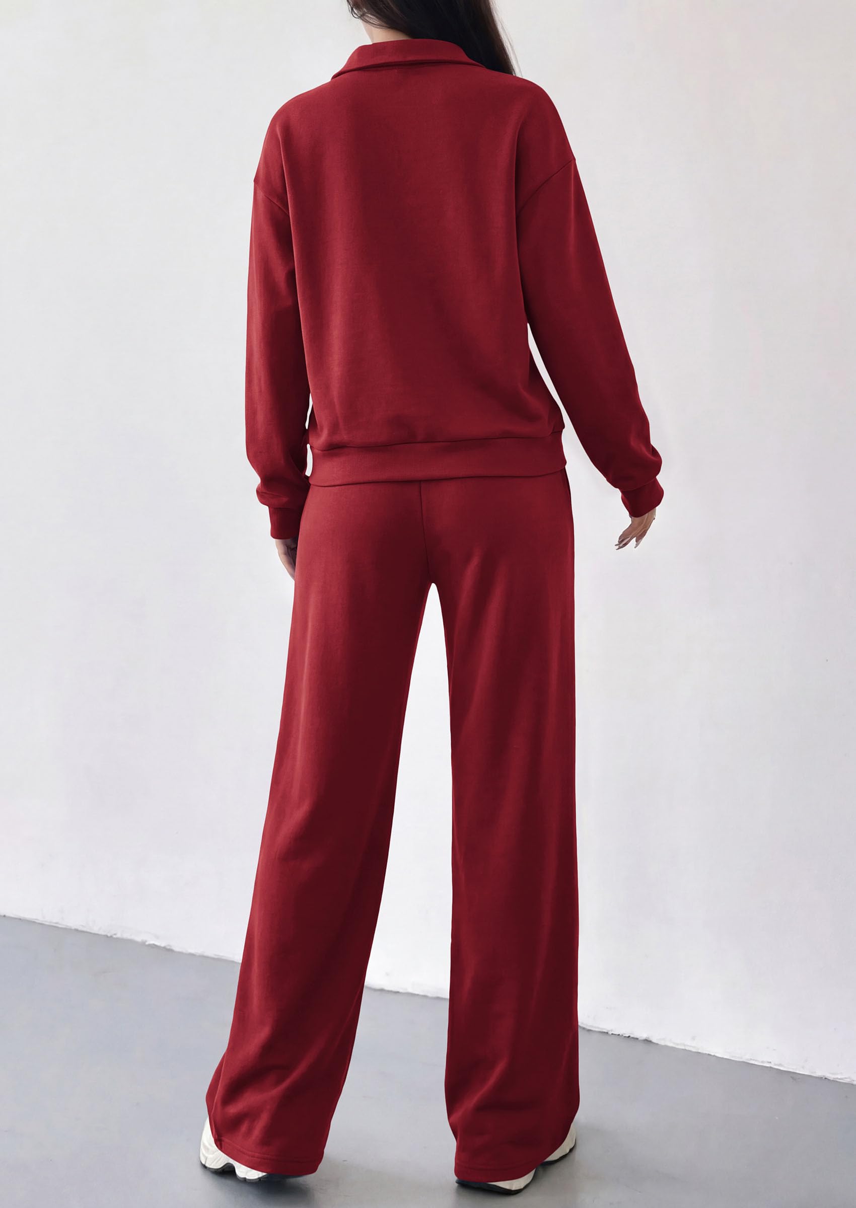 Women's Lounge Sets 2 Piece Outfits Sweatsuits,Burgundy,M