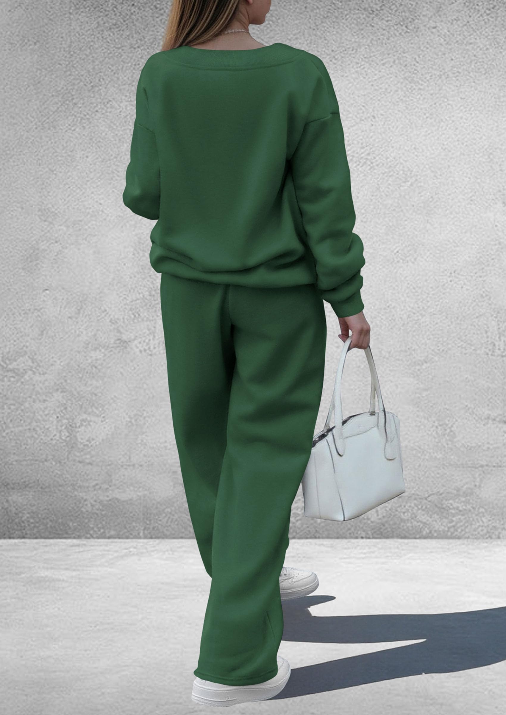 Womens 2 Piece Outfits Fall Sweatsuits,Dark Green,S