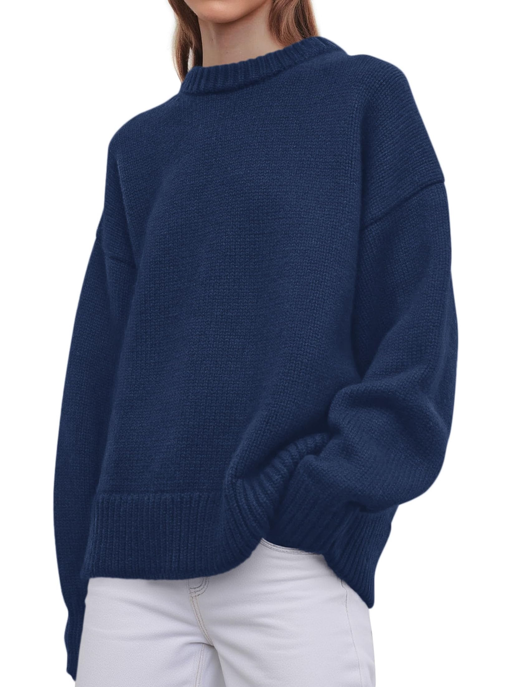 Casual Rollneck Sweater Womens Fall Fashion 2026 Dark Blue,S