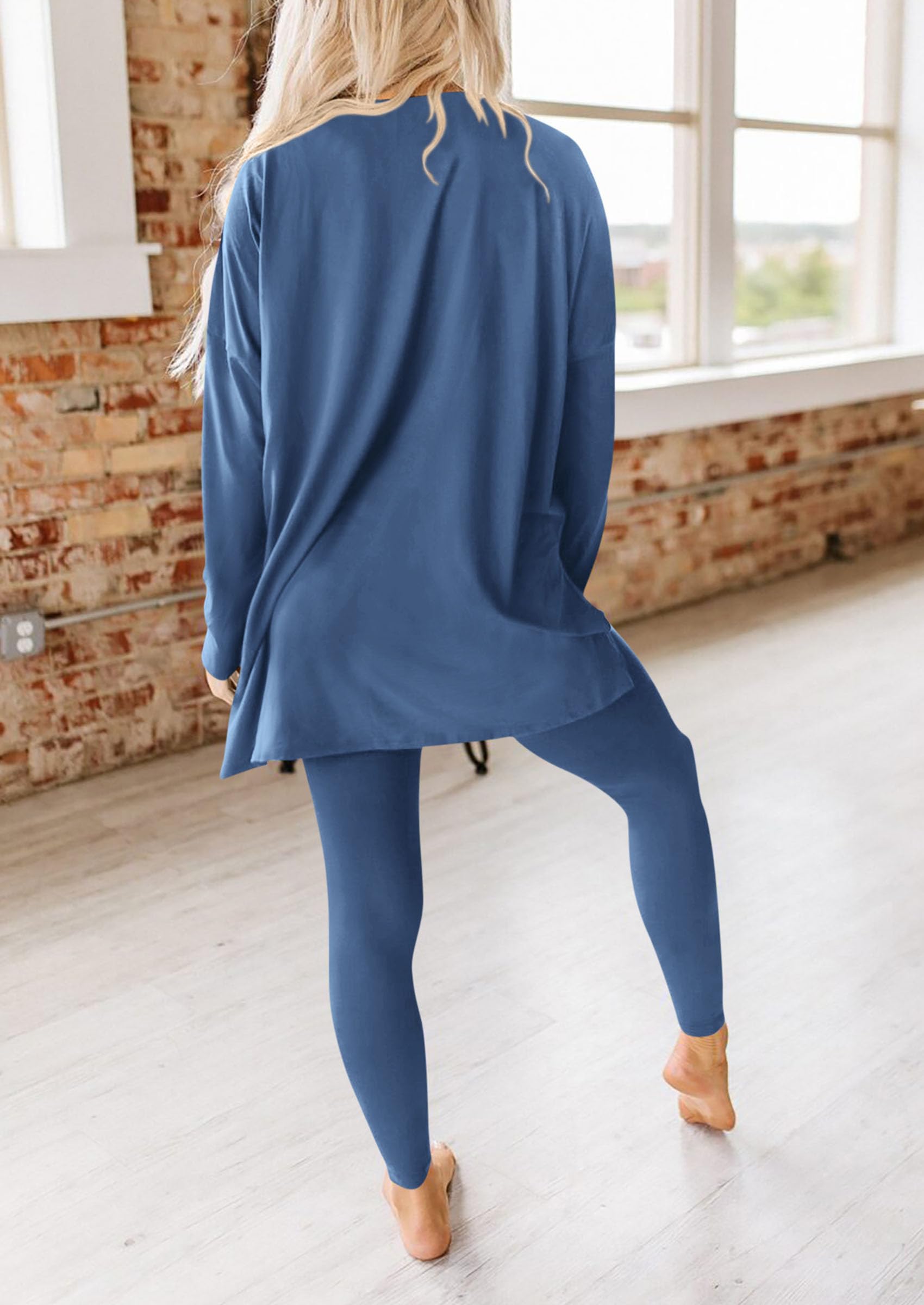 Women's 2 Piece Outfits Matching Lounge Sets,Blue,S