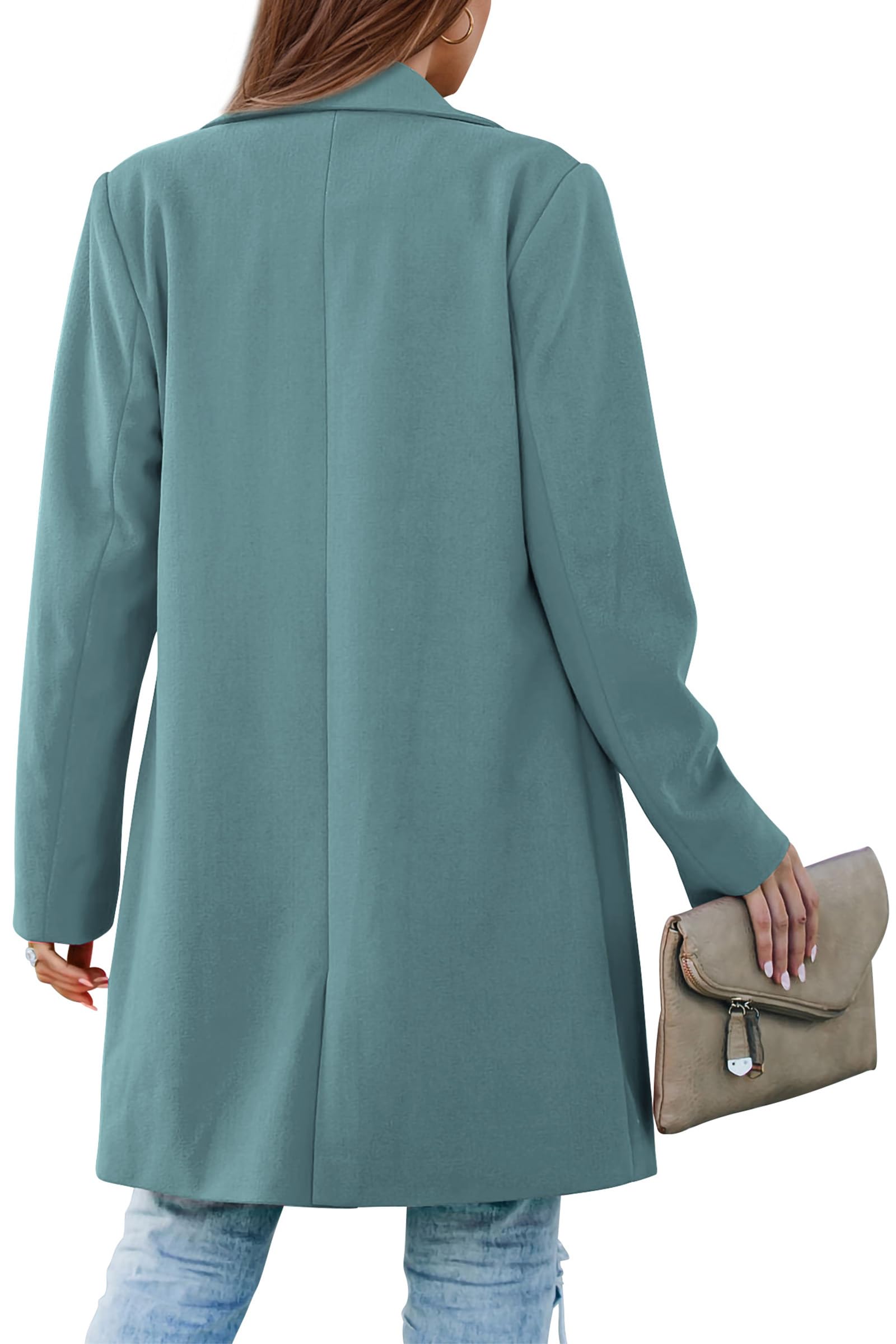 Women's Business Casual Long Blazer Jackets(Blue Green,S)