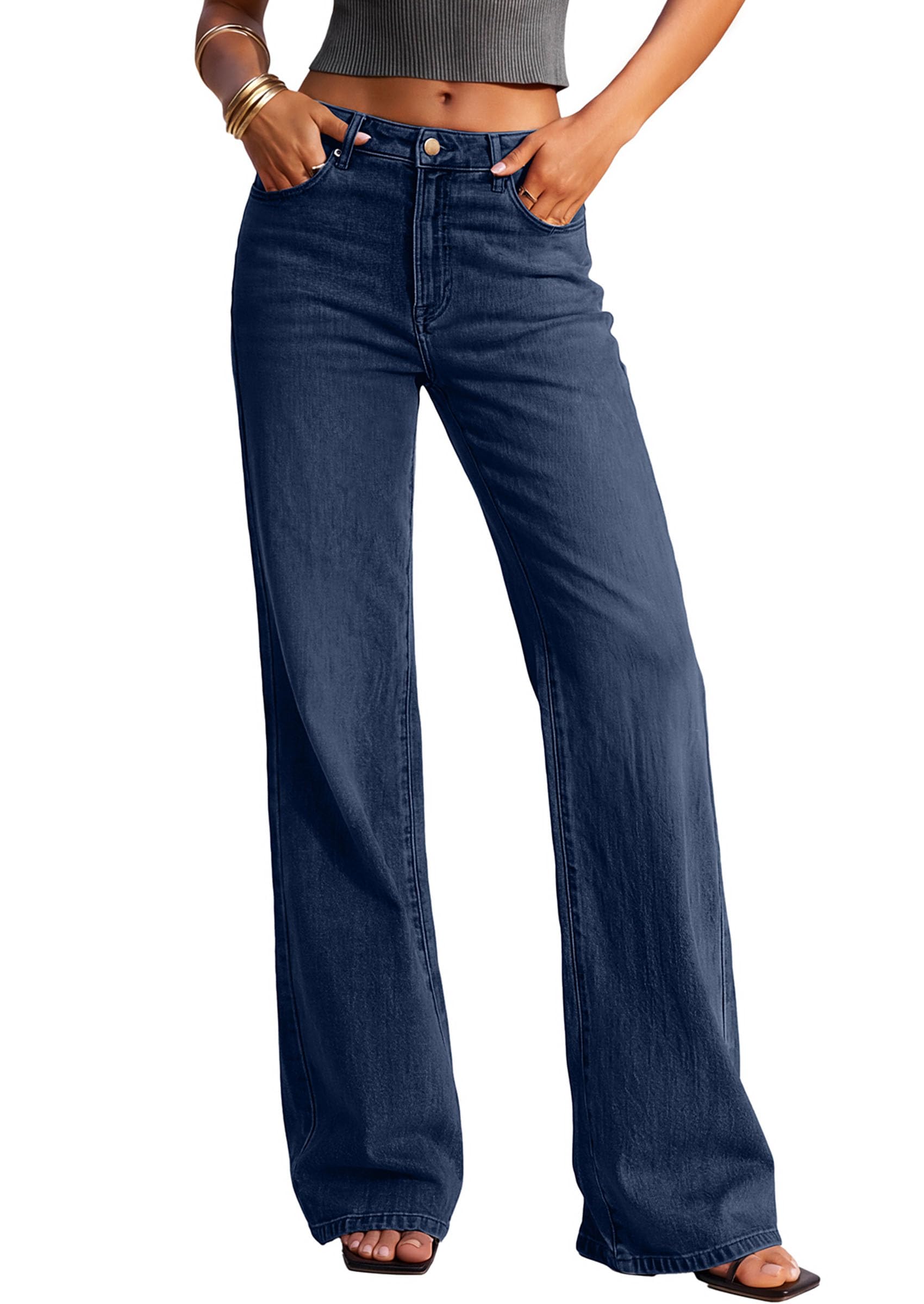 Women's Jeans Stretchy High Waisted Denim Pants,Bright Blue,4
