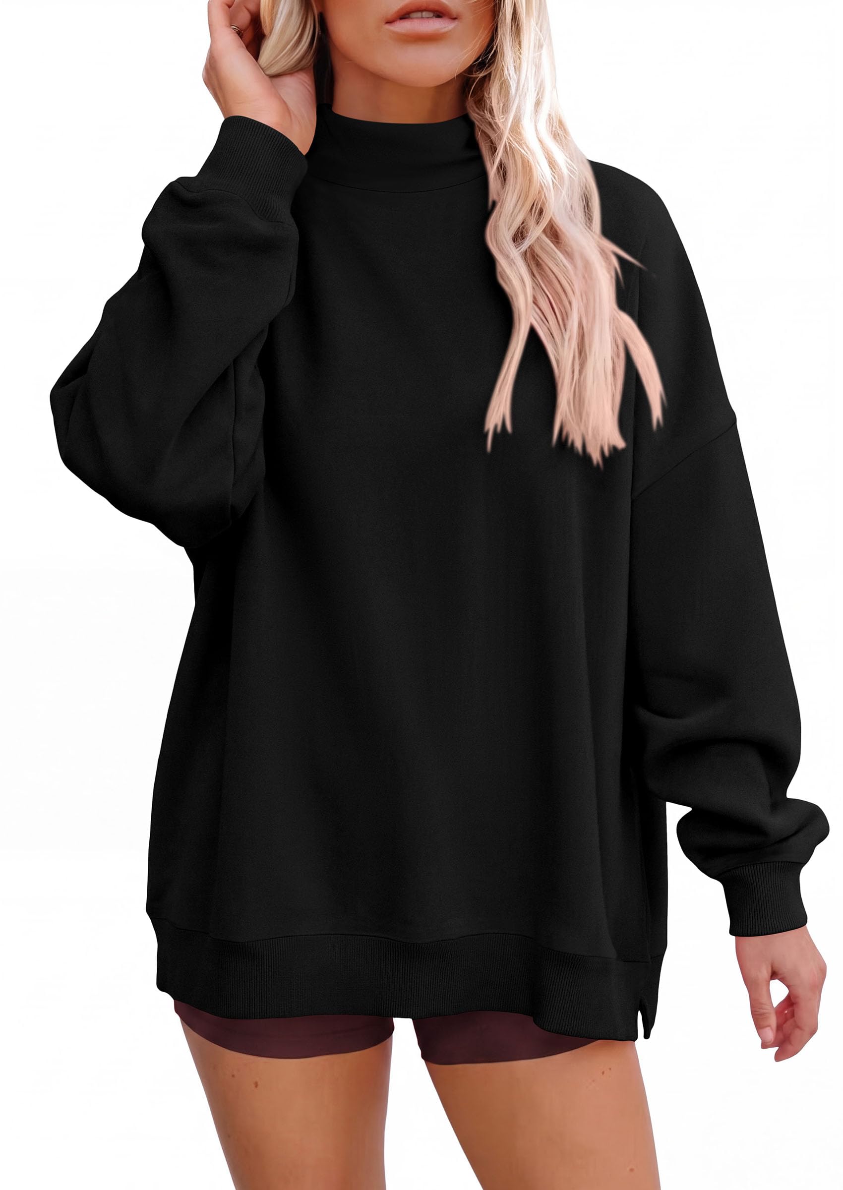 Womens Mock Neck Sweatshirt Oversized Pullover Fall Outfits