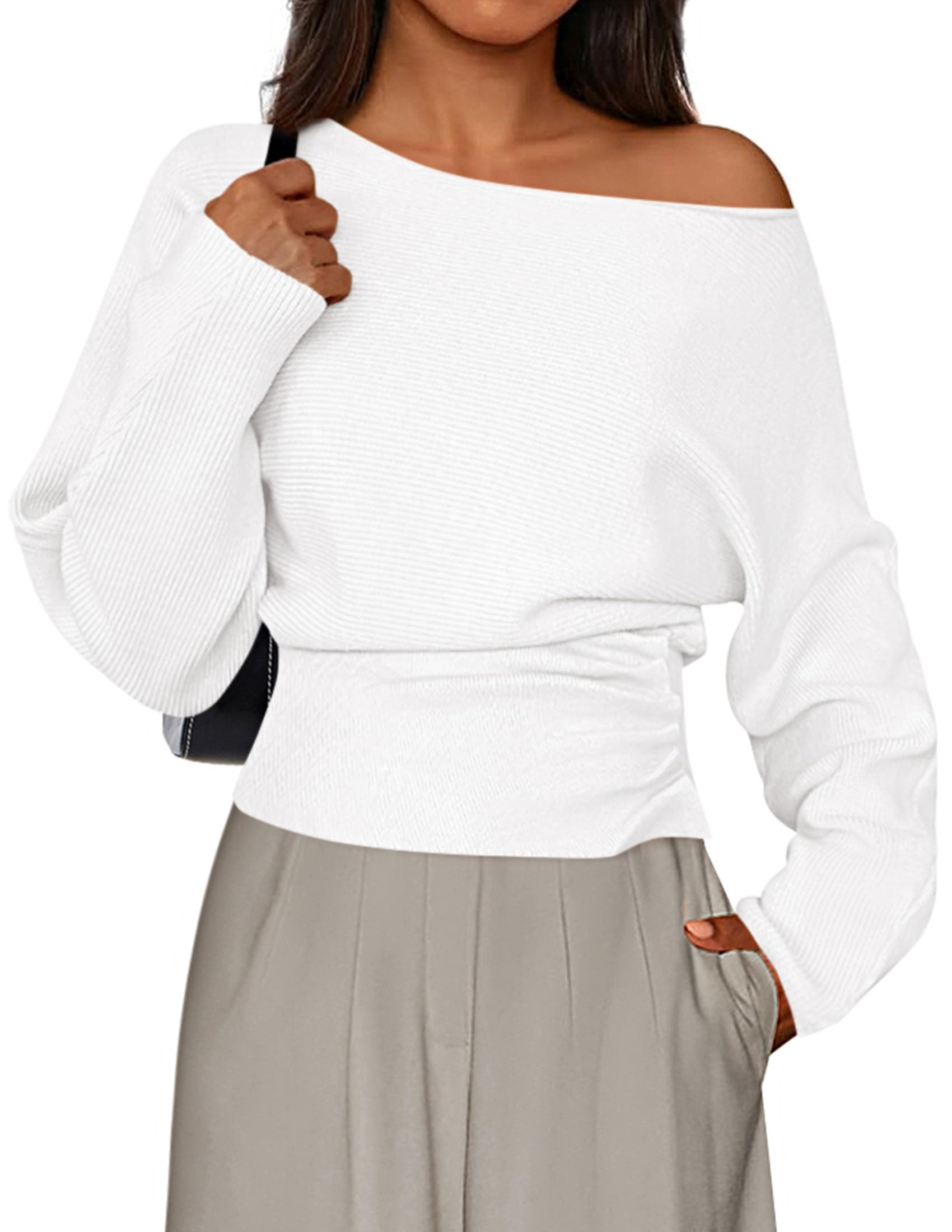 Women's Off the Shoulder Sweater Trendy Fall Going Out Tops