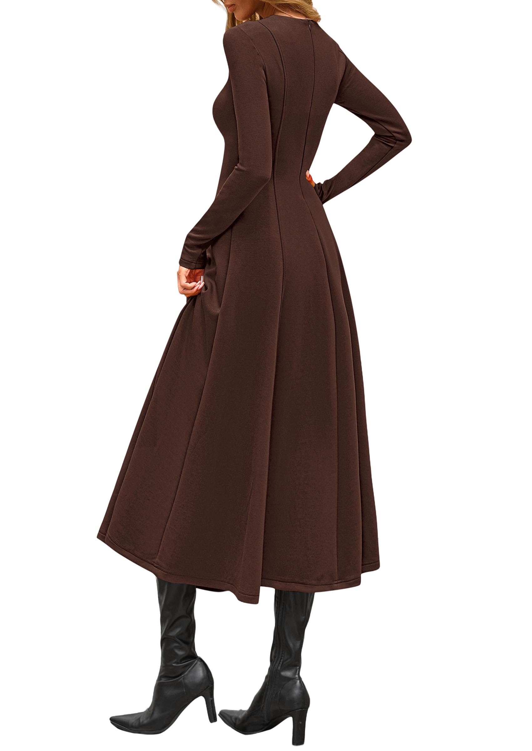 Women's Fall Long Sleeve A Line Midi Elegant Cocktail Dress
