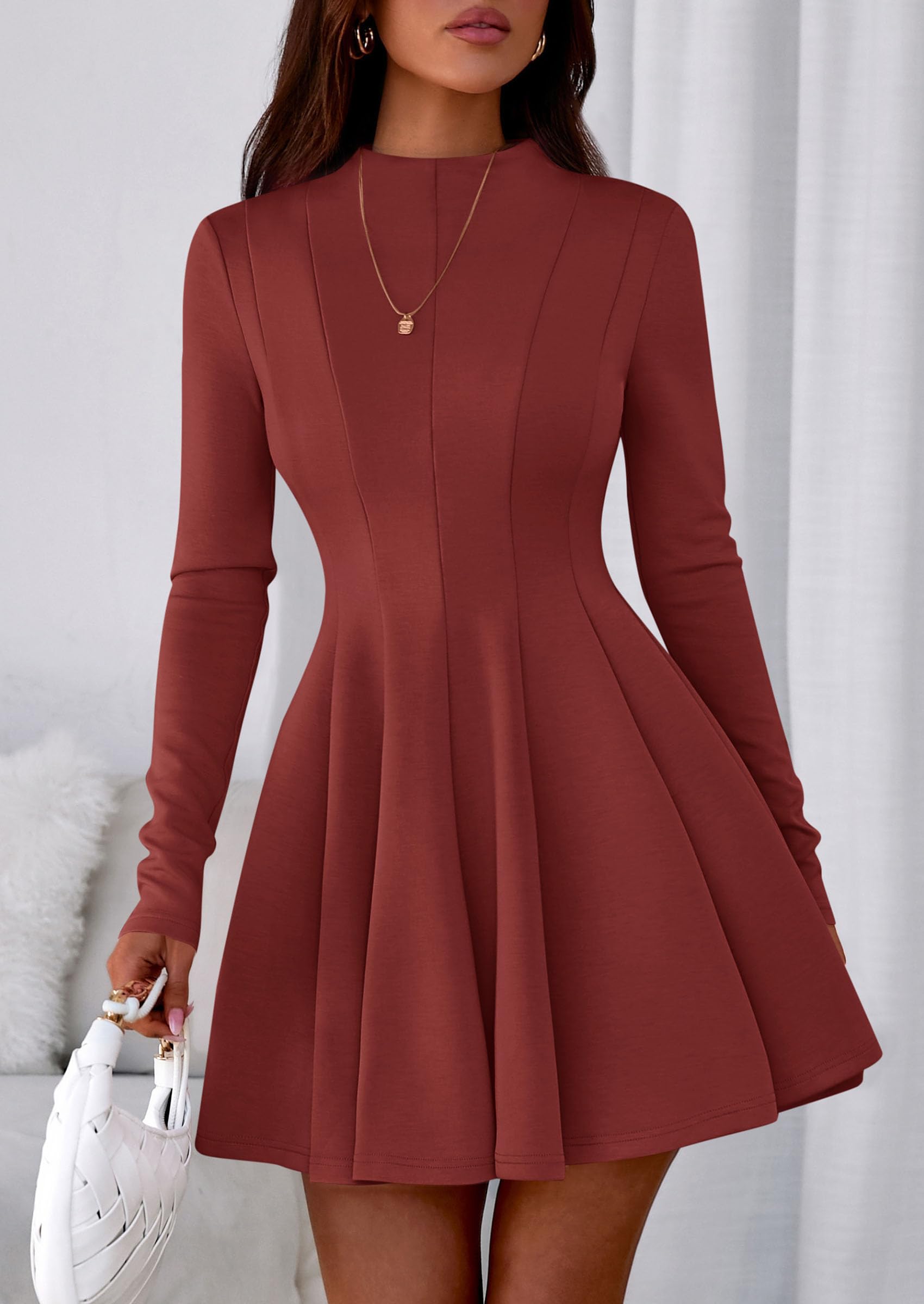 Fall Dresses for Women Long Sleeve Flowy Mini Homecoming Dress