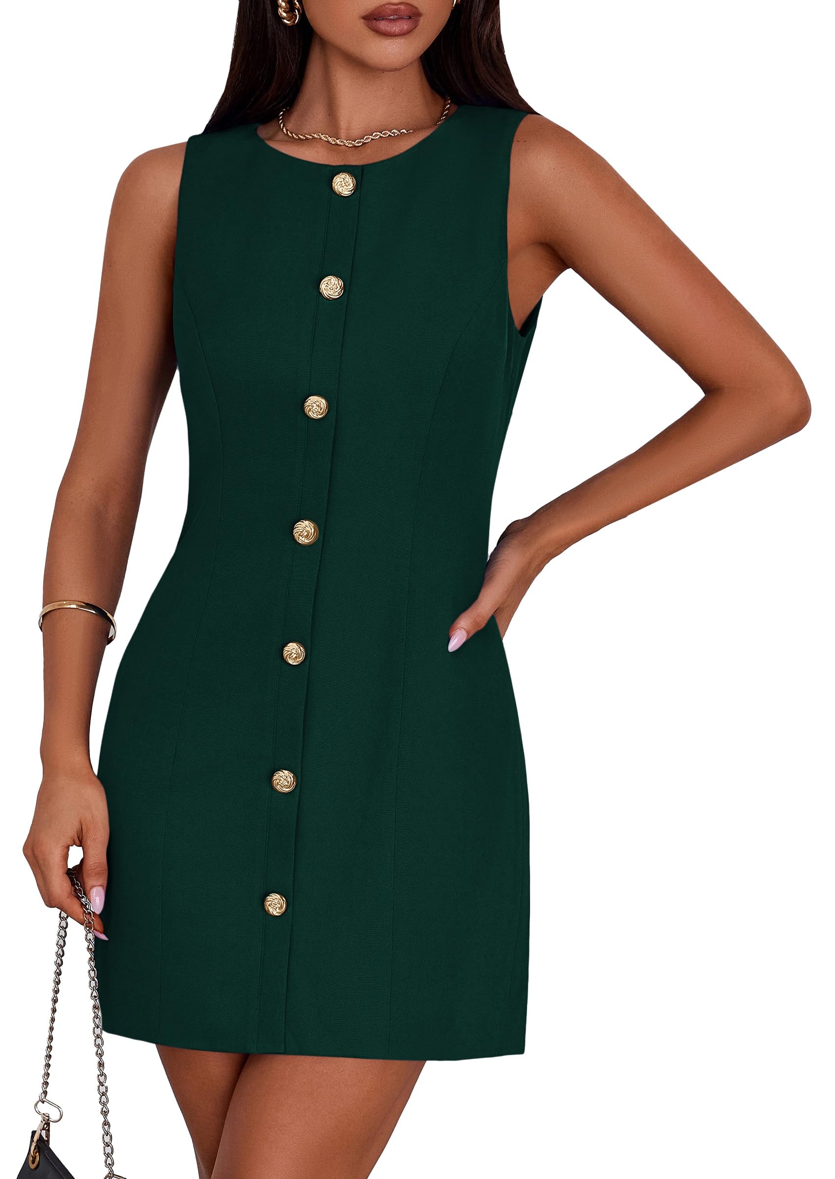 Women Business Casual Cocktail Work Short Dress,Green,S