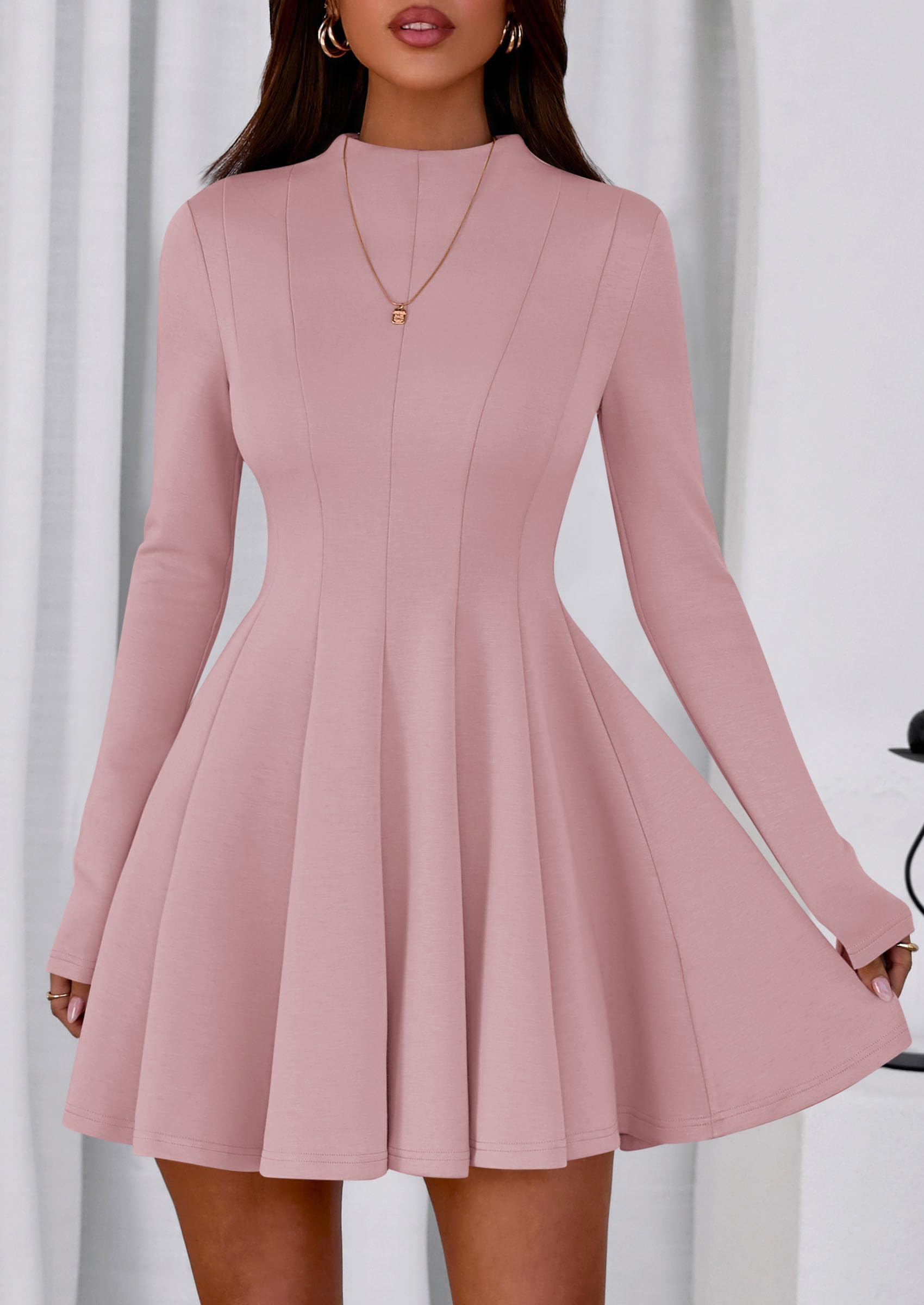 Fall Dresses for Women Long Sleeve Flowy Mini Homecoming Dress
