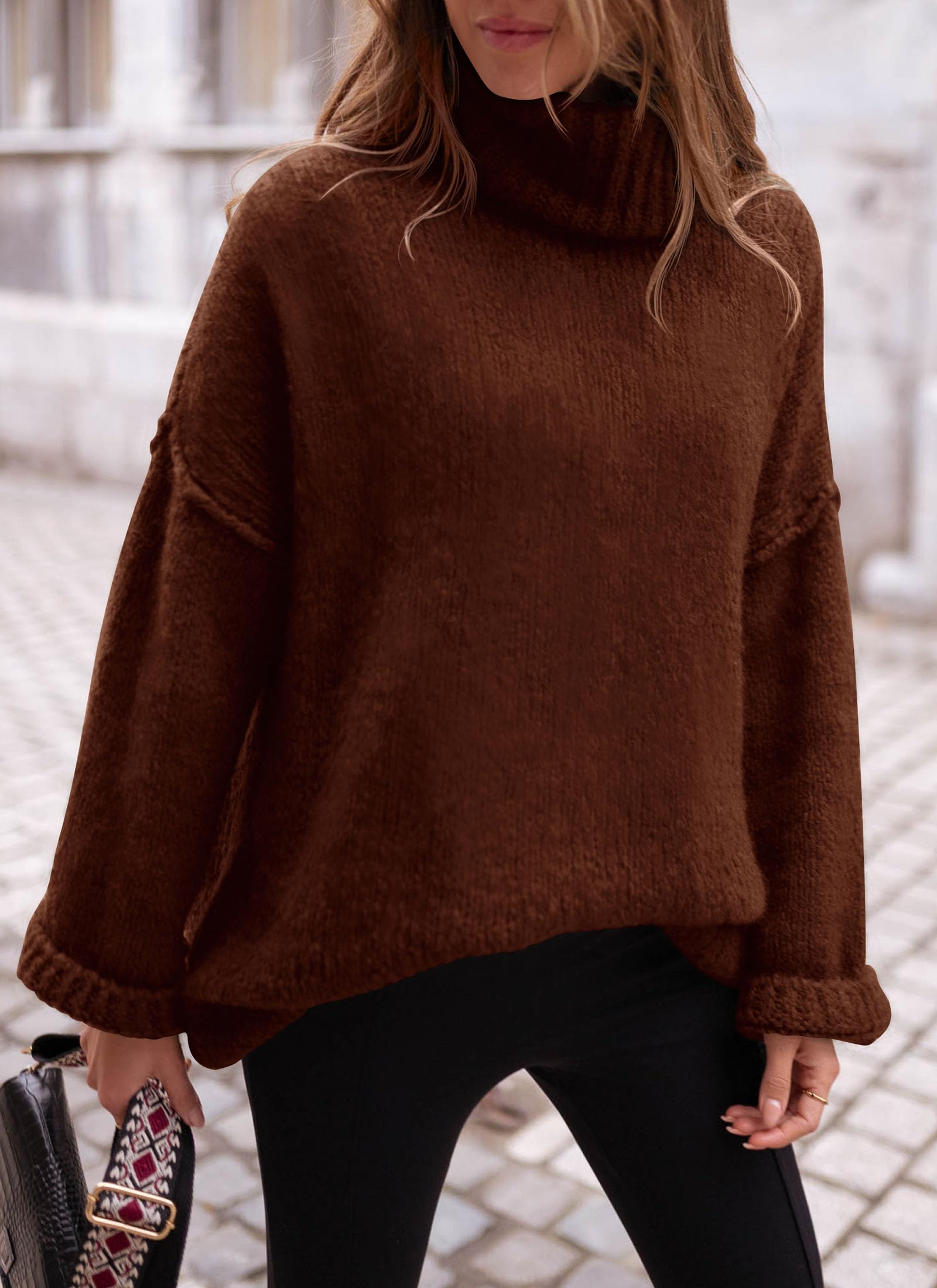 Women's Cozy Chunky Knit Oversized Fall Turtleneck Sweaters