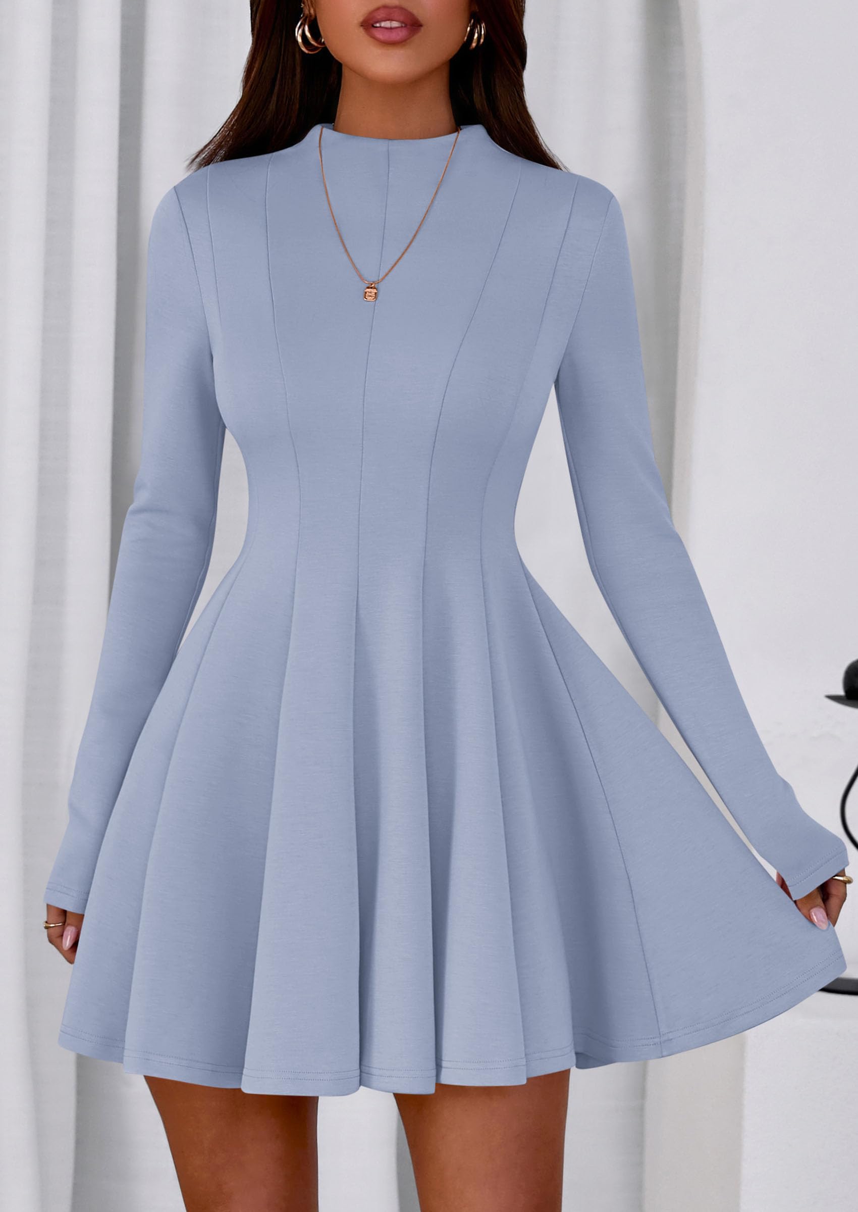 Fall Dresses for Women Long Sleeve Flowy Mini Homecoming Dress