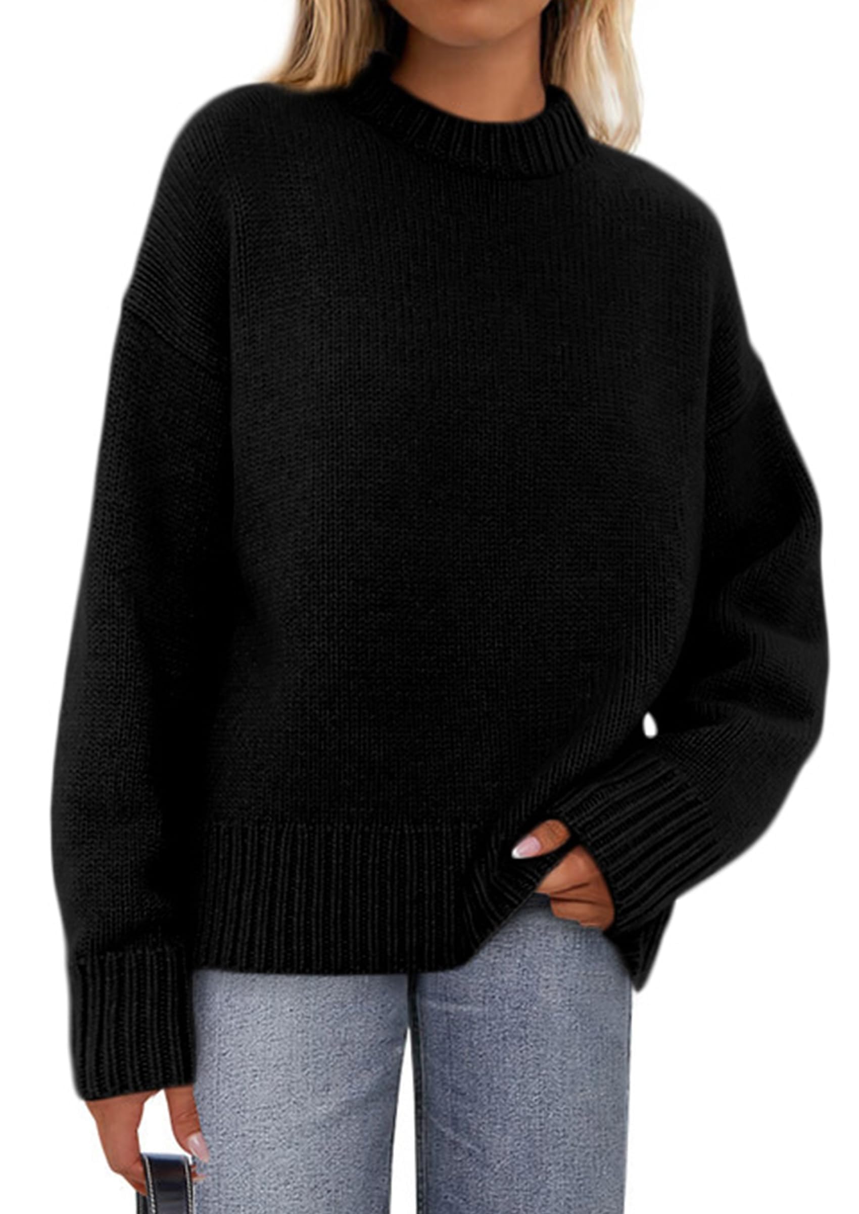 Casual Rollneck Sweater Womens Fall Fashion 2026 Black,L