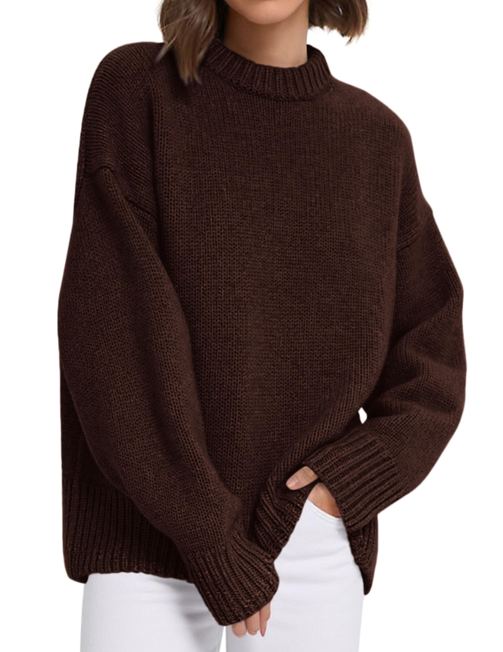 Casual Rollneck Sweater Womens Fall Fashion 2026 Dark Brown,S