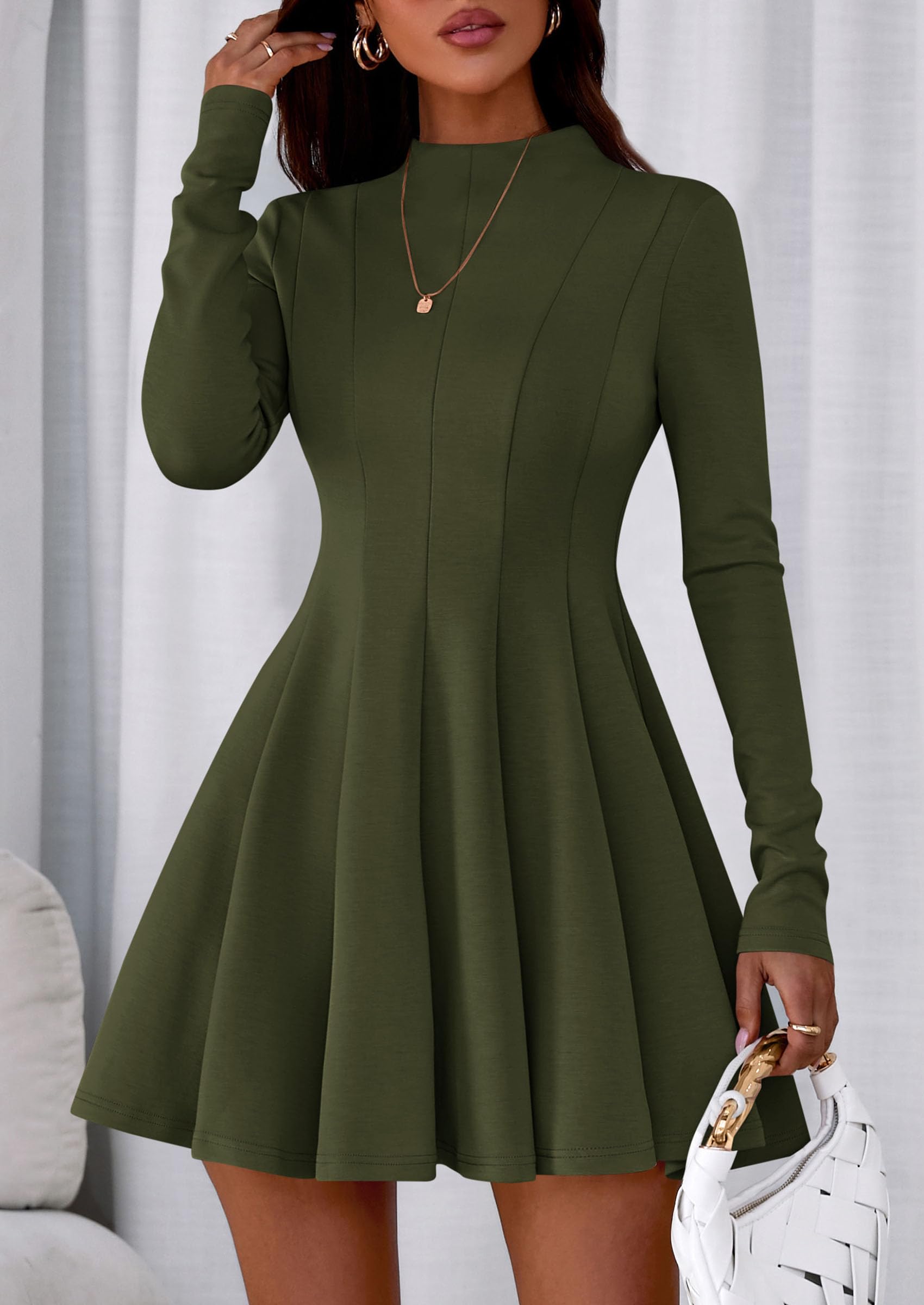 Fall Dresses for Women Long Sleeve Flowy Mini Homecoming Dress