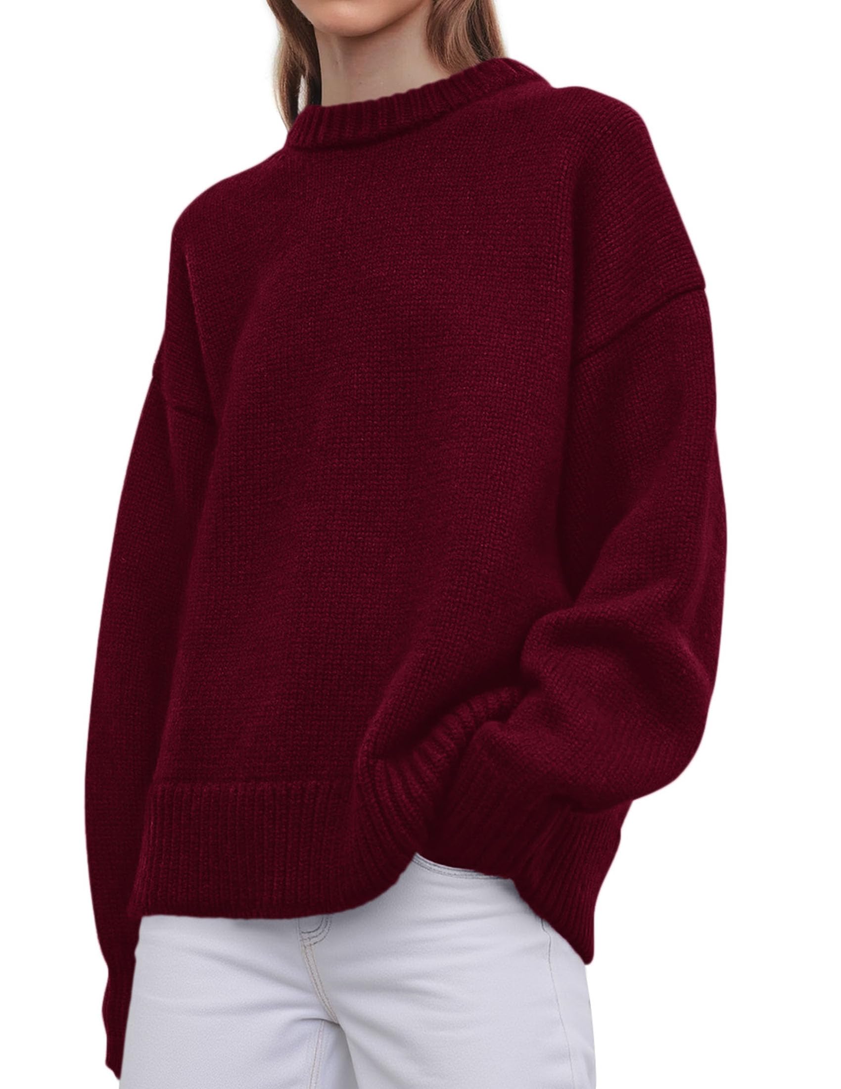 Casual Rollneck Sweater Womens Fall Fashion 2026 Wine Red,S