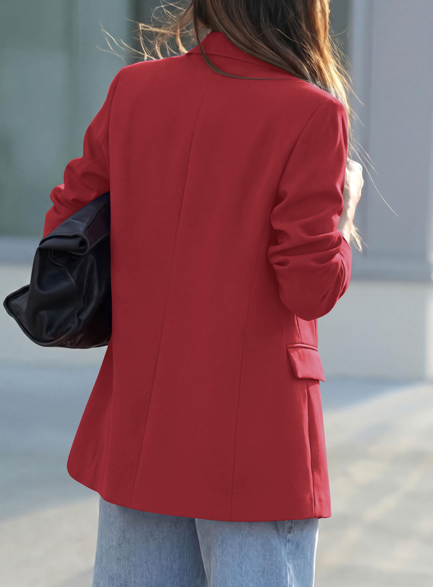 Women's Fall Business Casual Oversized Blazers(Red,S)