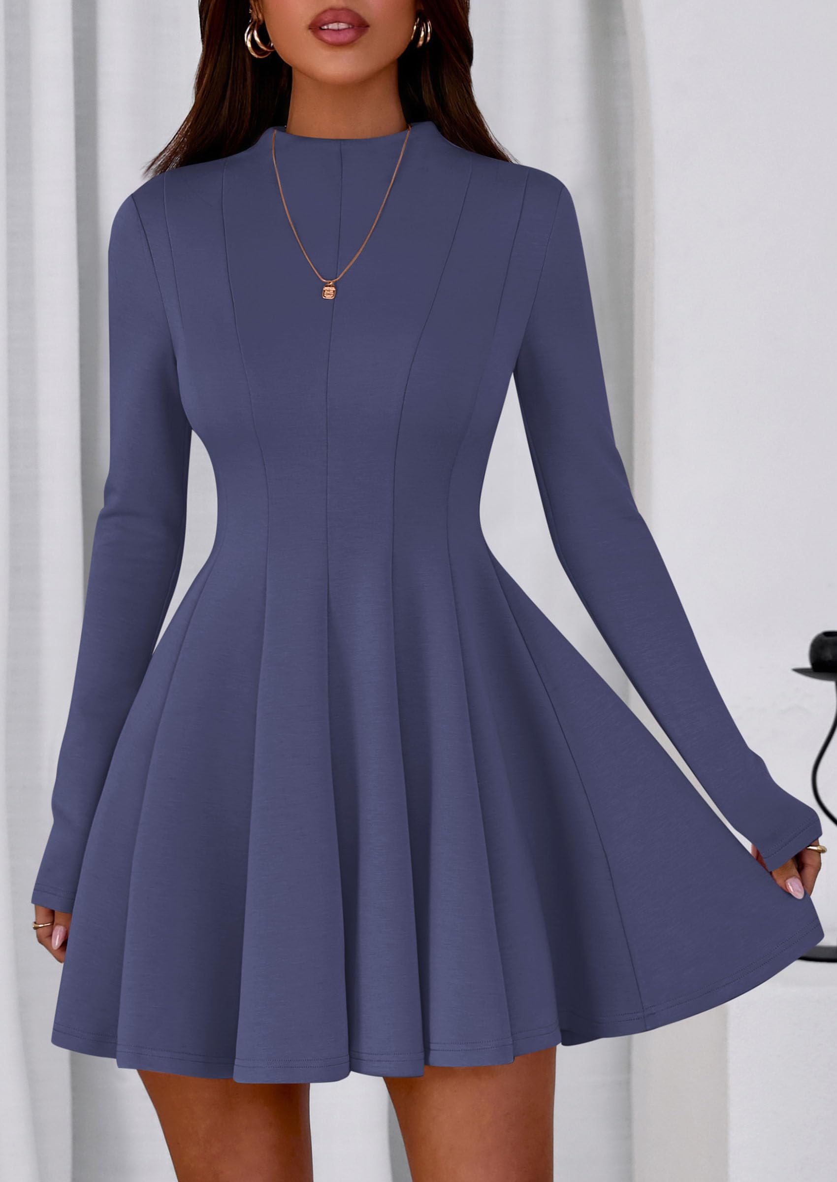Fall Dresses for Women Long Sleeve Flowy Mini Homecoming Dress
