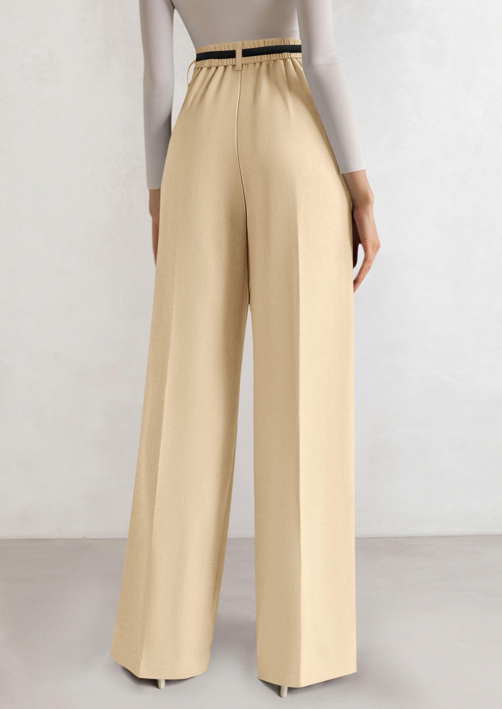 Women's Tailored Wide Leg Work Dress Pants,Light Khaki,XS