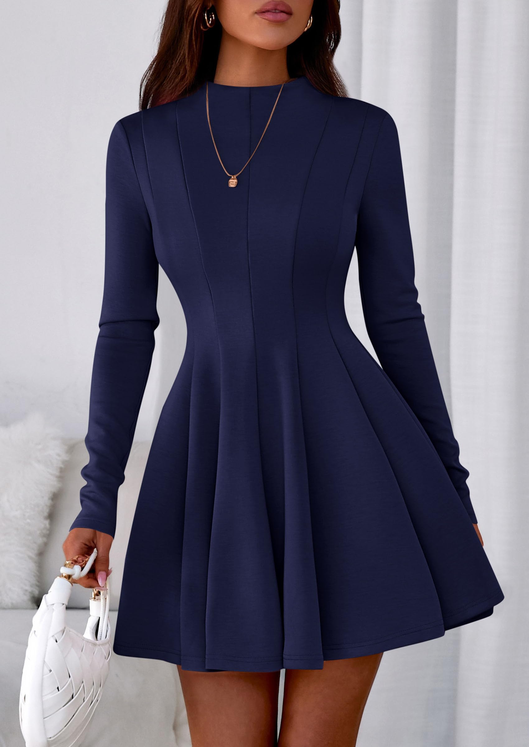 Fall Dresses for Women Long Sleeve Flowy Mini Homecoming Dress