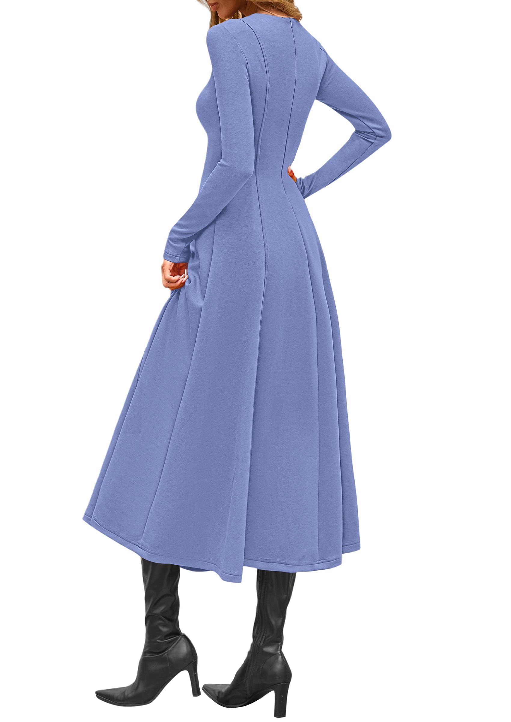 Women's Fall Long Sleeve A Line Midi Elegant Cocktail Dress