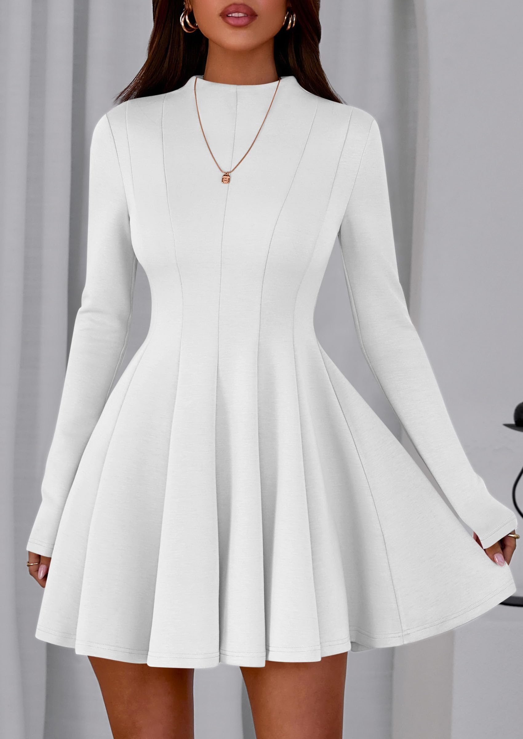 Fall Dresses for Women Long Sleeve Flowy Mini Homecoming Dress