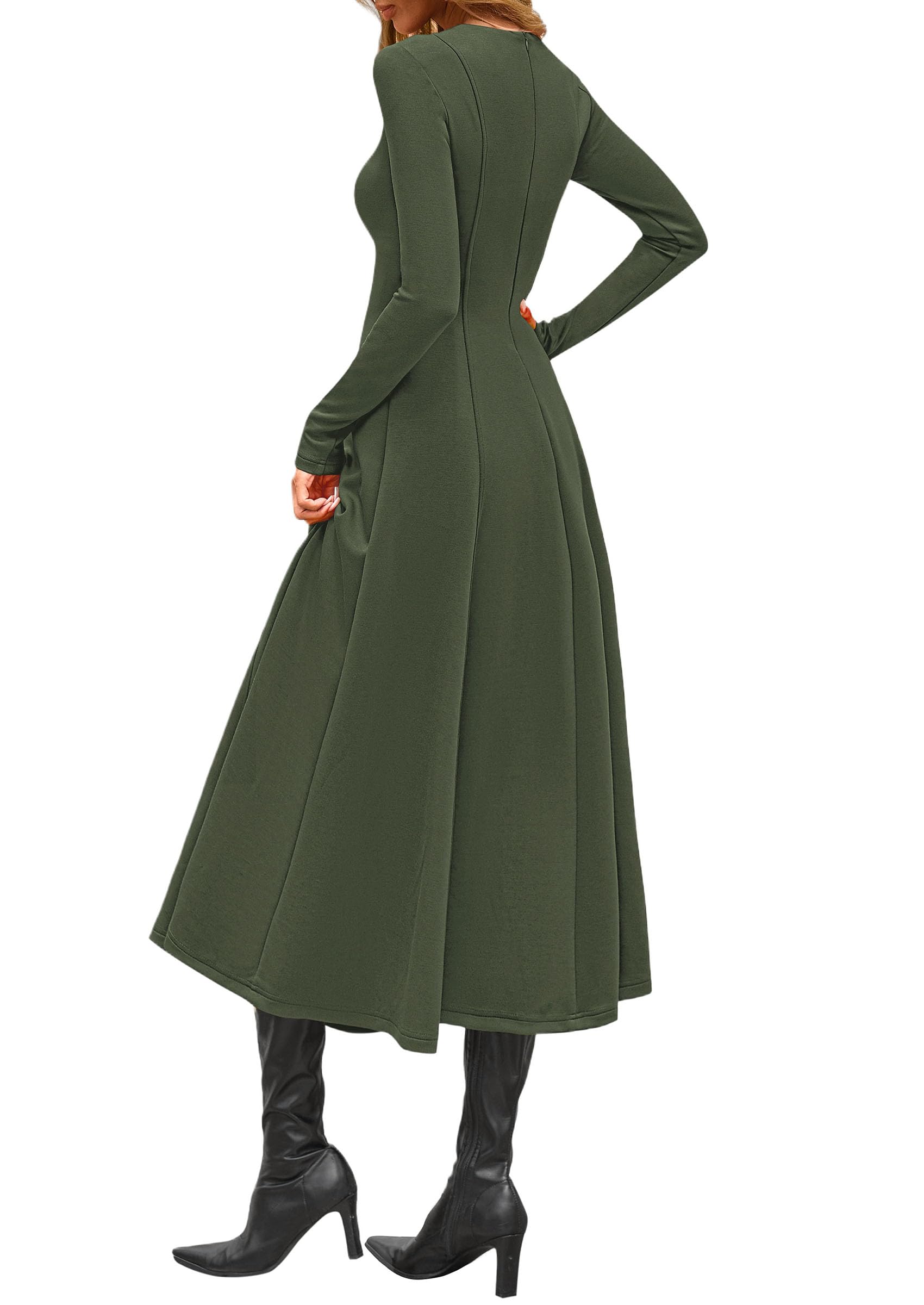 Women's Fall Long Sleeve A Line Midi Elegant Cocktail Dress