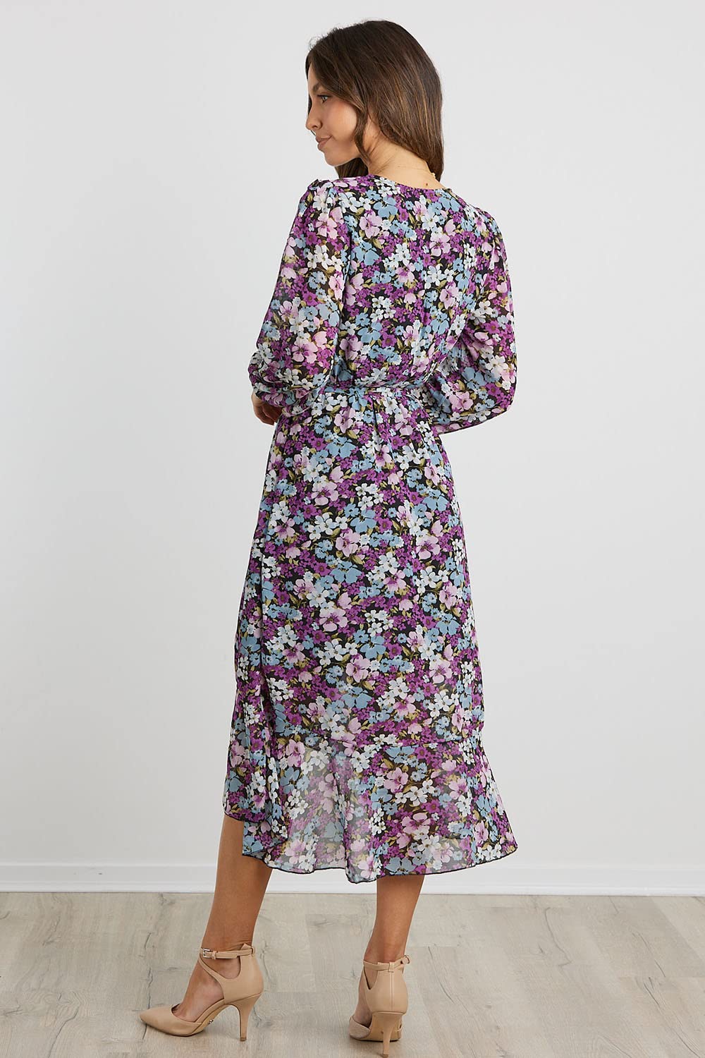 Women's Floral Boho Long Sleeve Maxi Dress, Floral Purple,S