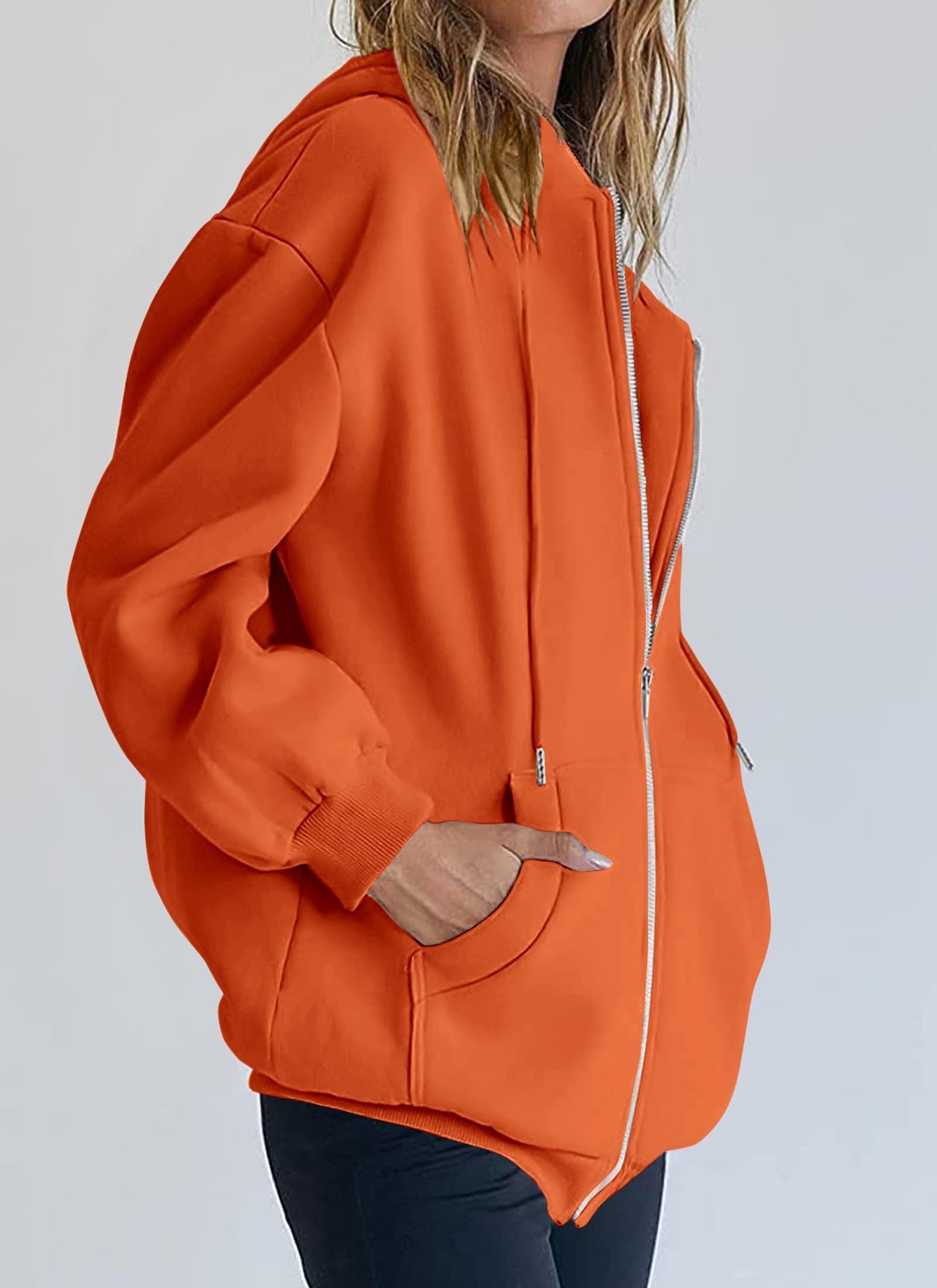 Women's Fall Zip Up Hoodies Sweatshirts Orange