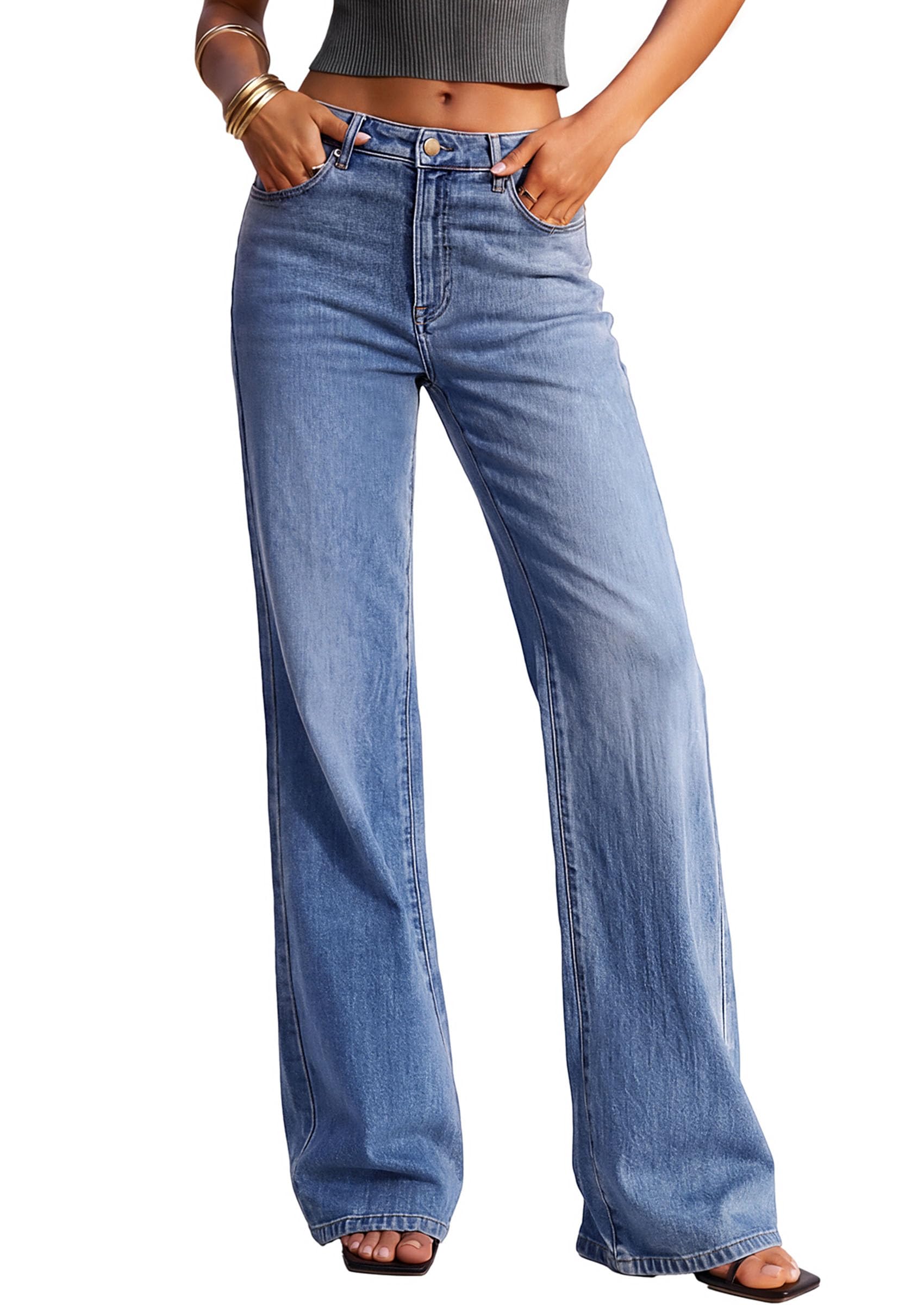 Women's Jeans Stretchy High Waisted Denim Pants,Sky Blue,4