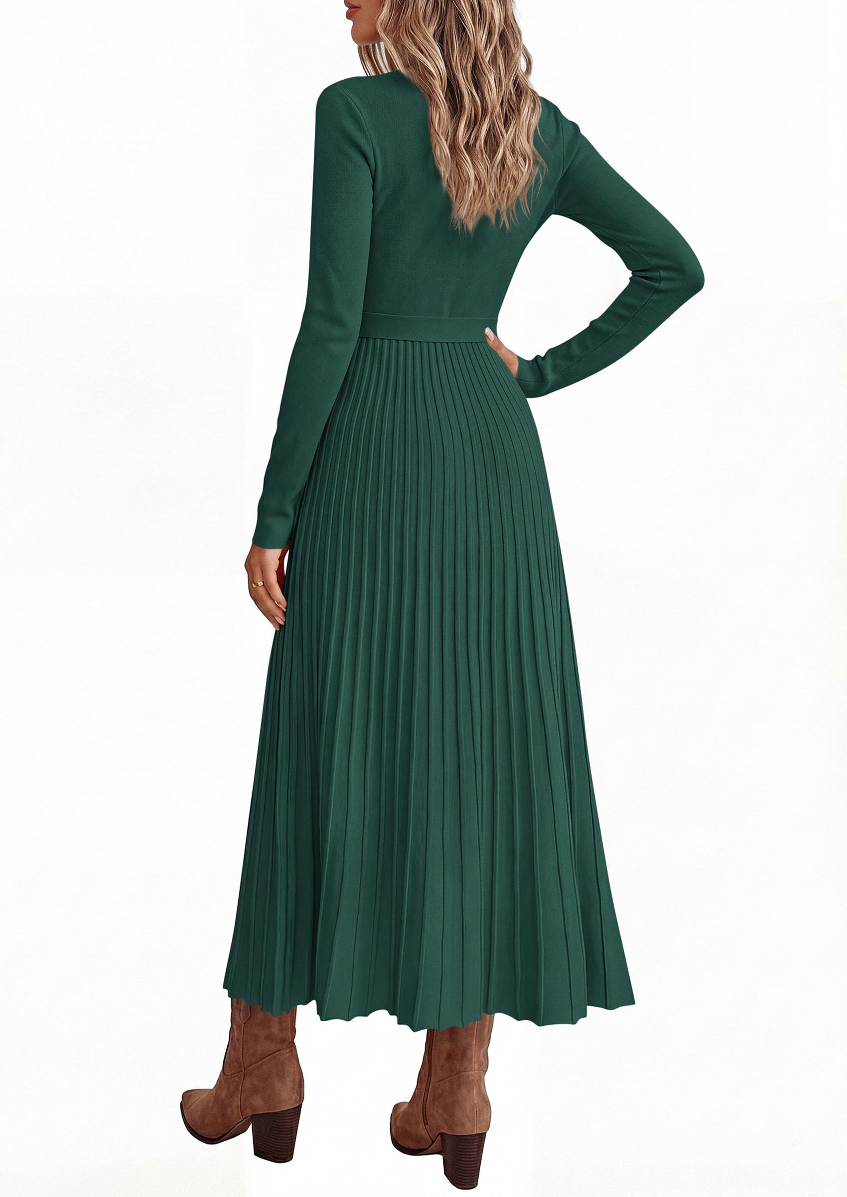 Womens Fall Maxi Long Sleeve Sweater Dress,Dark Green,M
