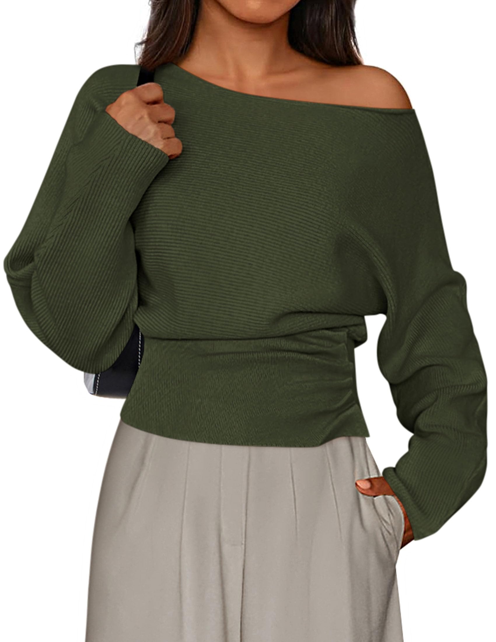 Women's Off the Shoulder Sweater Trendy Fall Going Out Tops