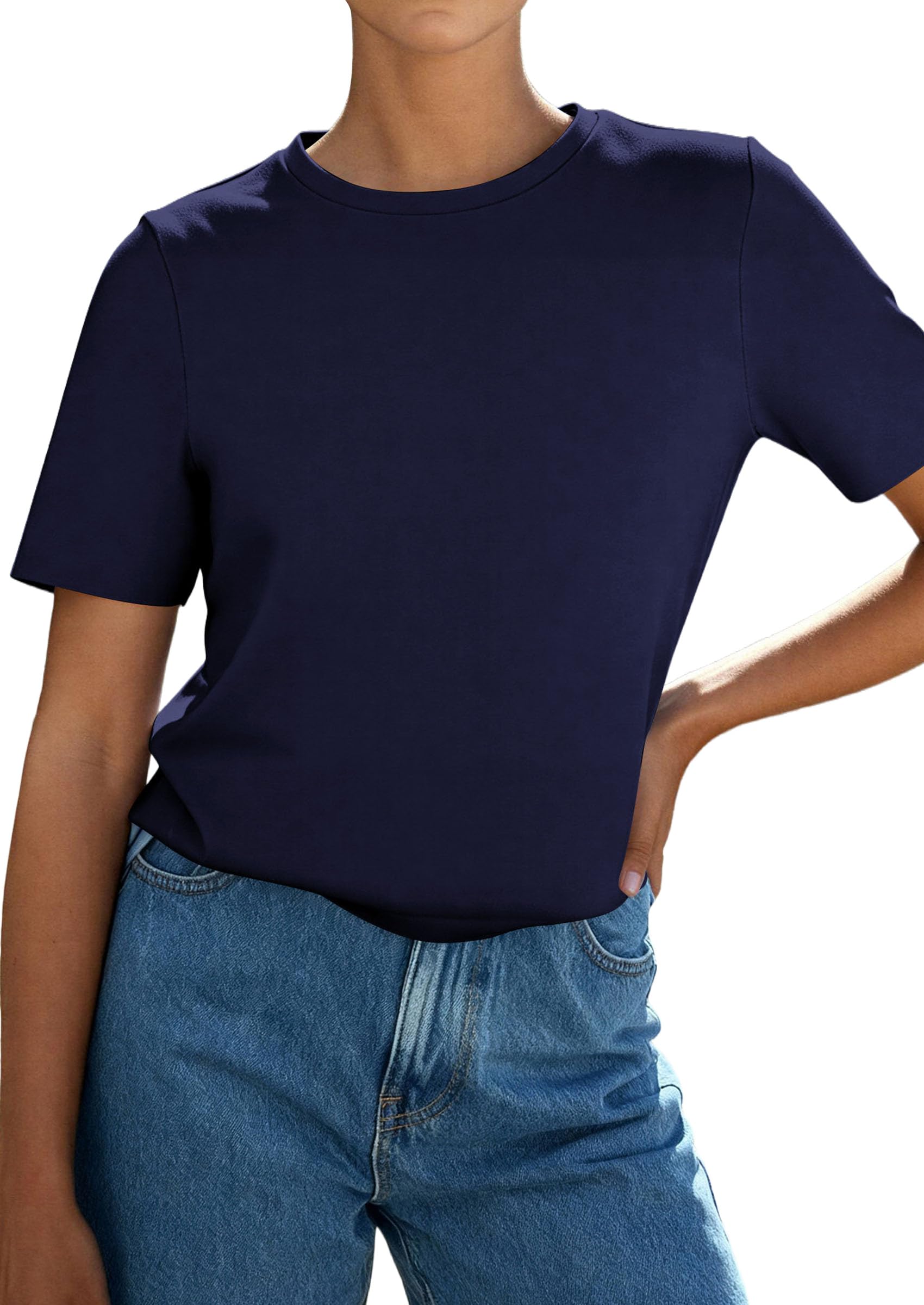 Women's Short Sleeve Cotton Tops Summer Casual T-Shirt 2026