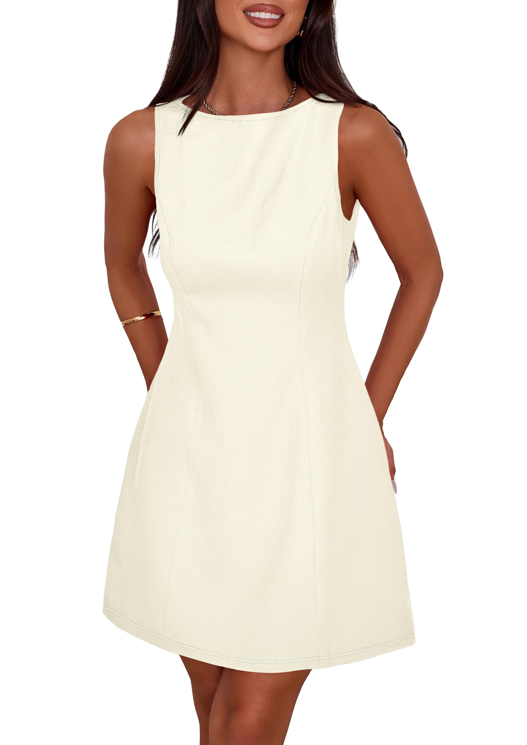 Women's Formal Short Dresses A Line Mini Dress,Beige,XS