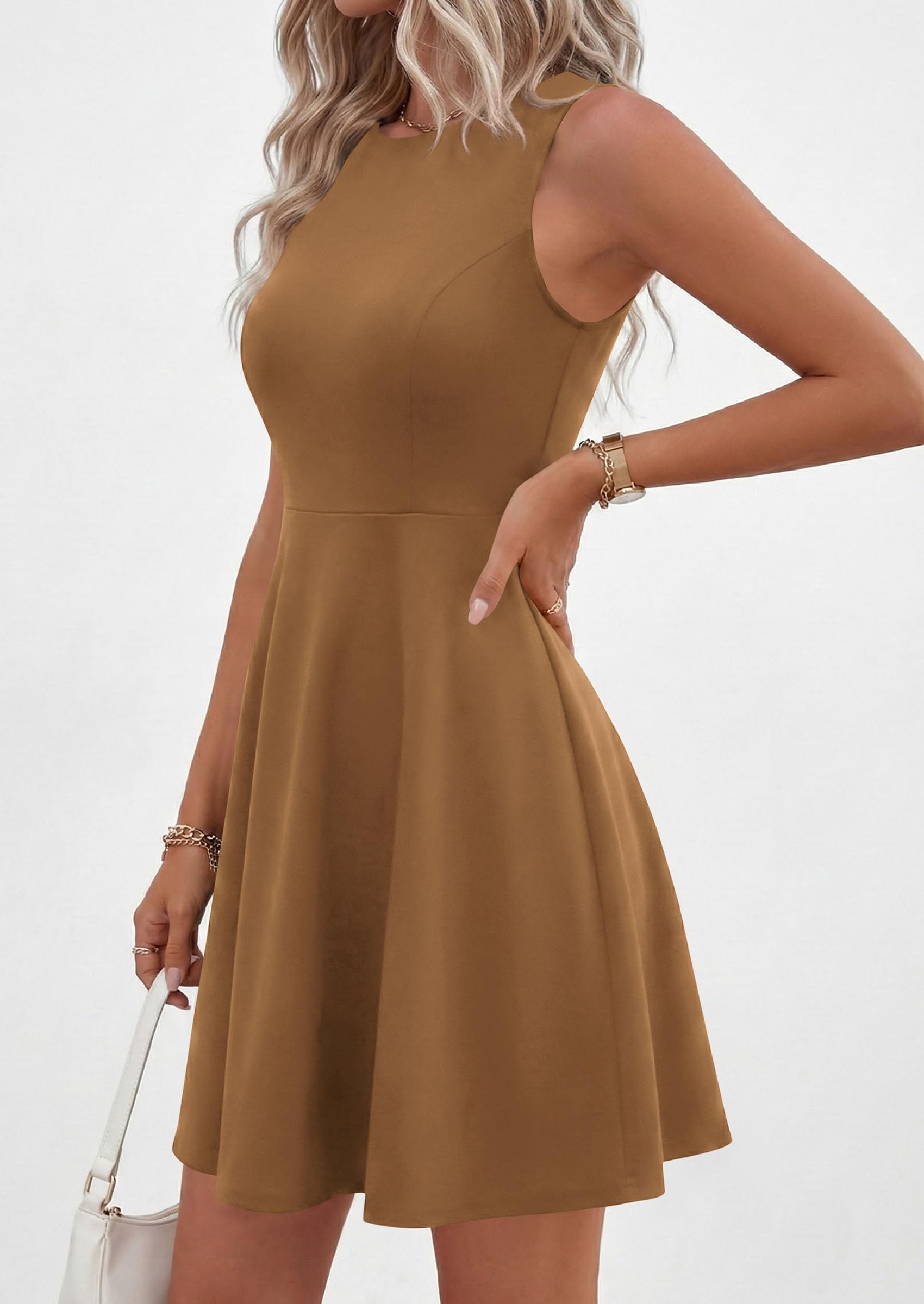 A Line Cocktail Dresses for Women Elegant, Khaki,S