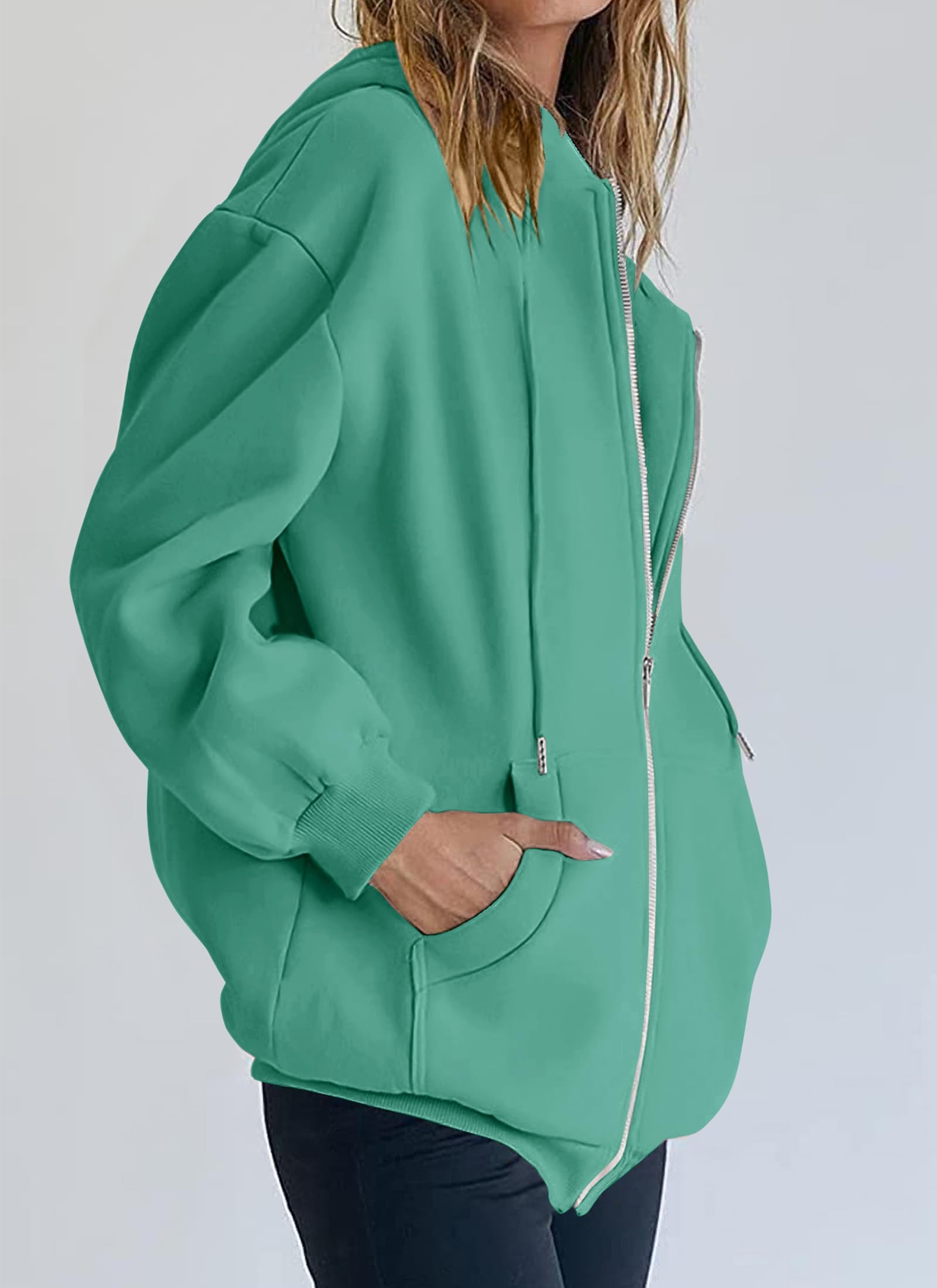 Women's Fall Zip Up Hoodies Sweatshirts Mint Green