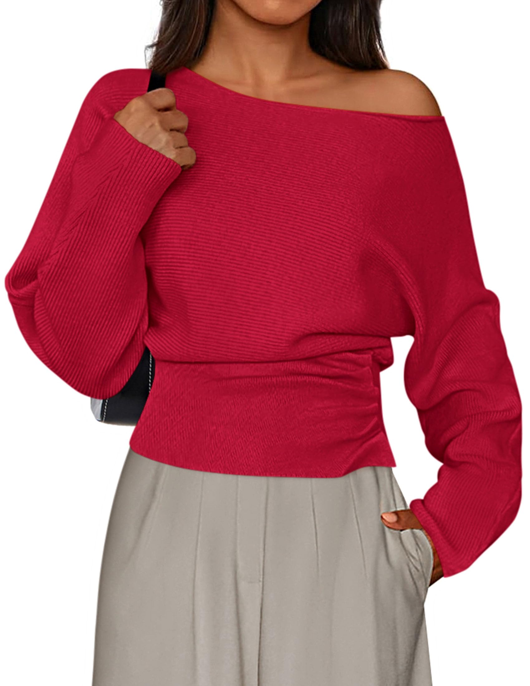 Women's Off the Shoulder Sweater Trendy Fall Going Out Tops