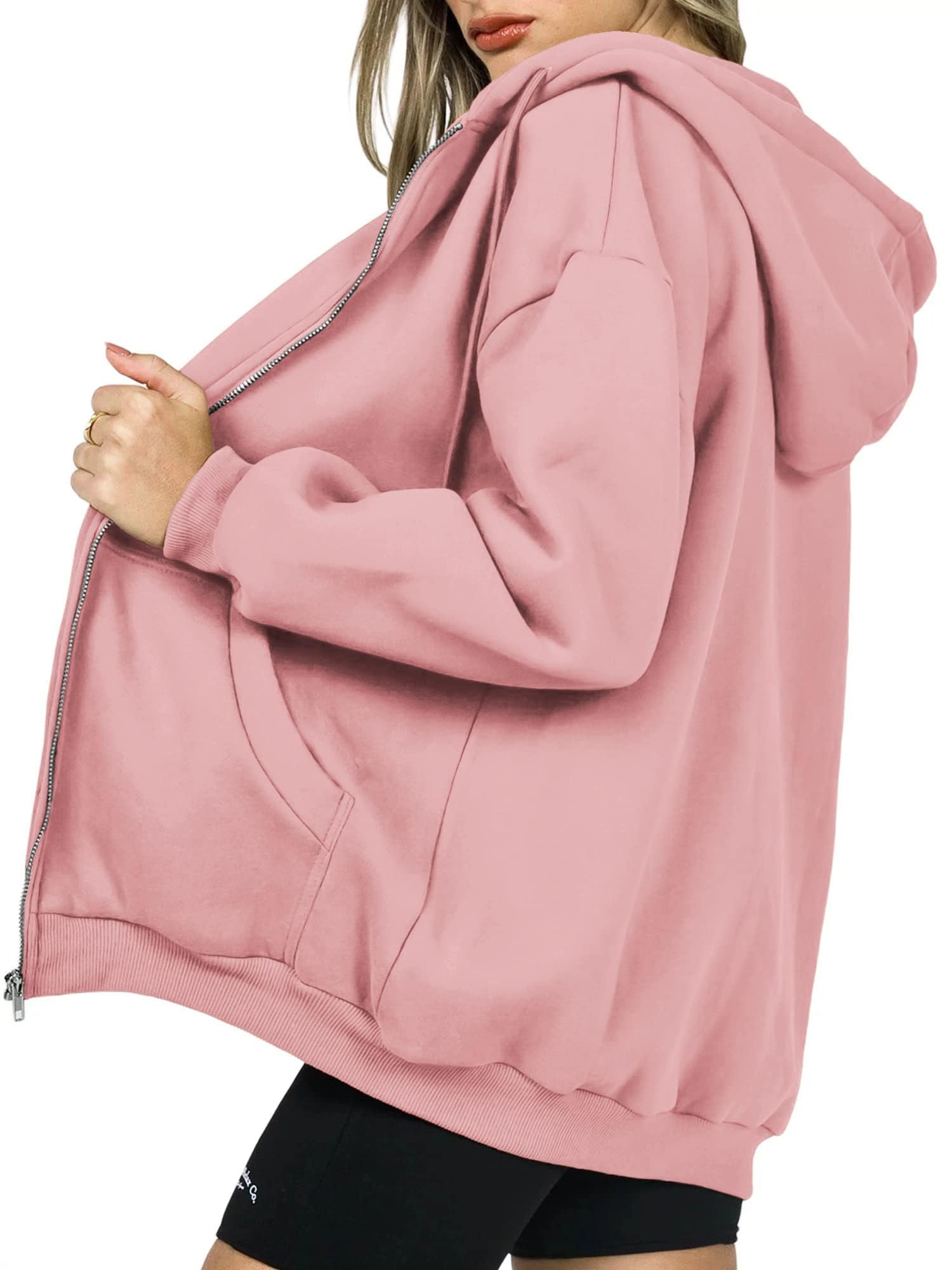 Women's Fall Zip Up Hoodies Sweatshirts Pink