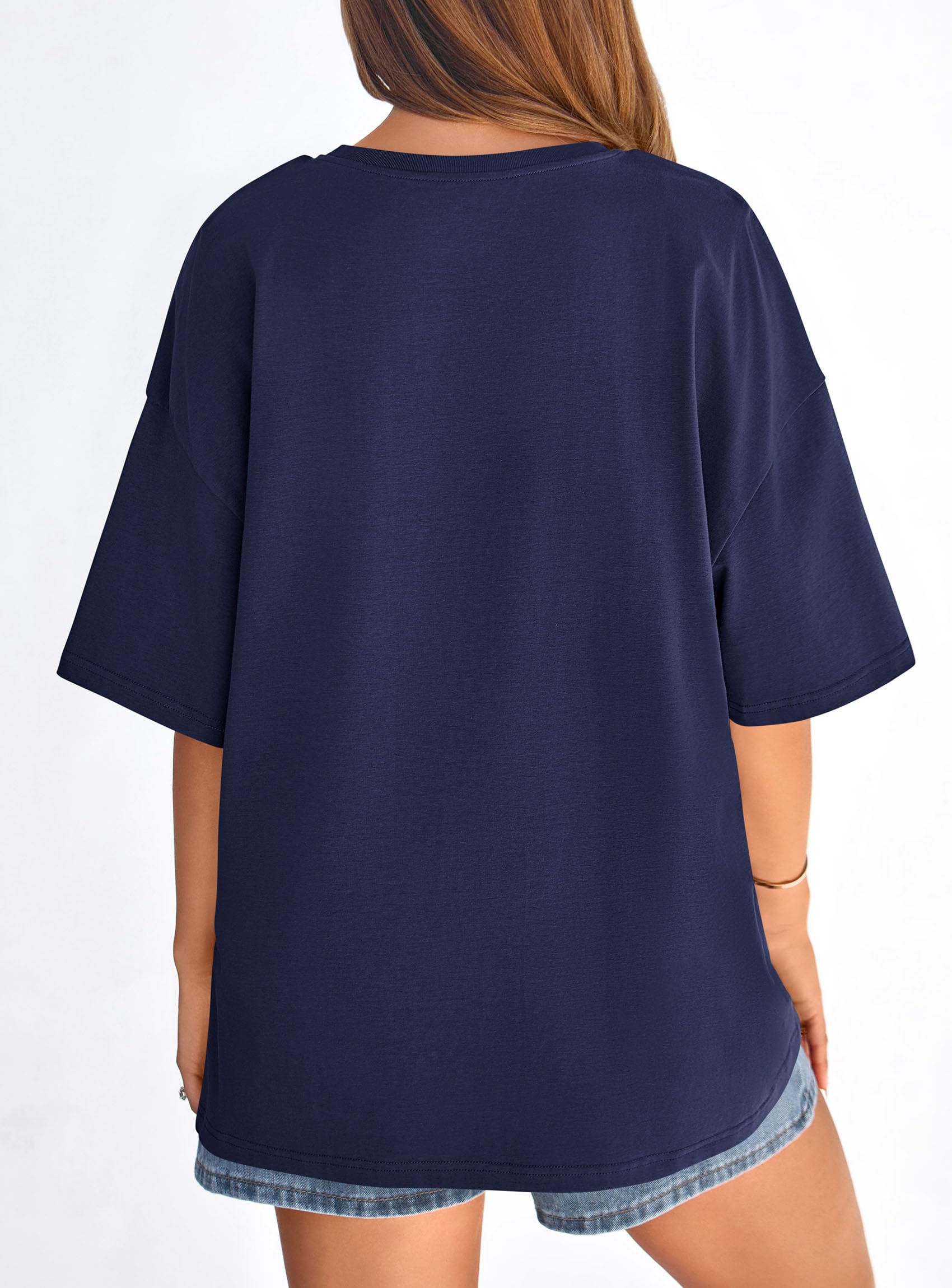 Women's Oversized Tshirts Going Out Tops (Navy Blue,S)
