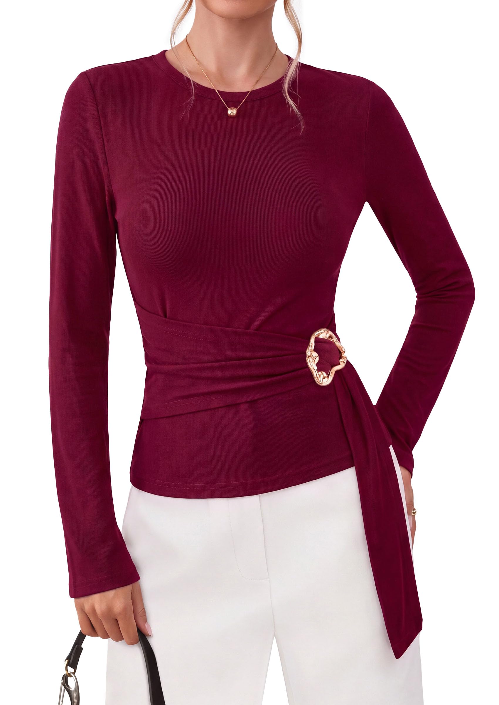 Asymmetrical Tops for Women Fall Business Casual Peplum Top