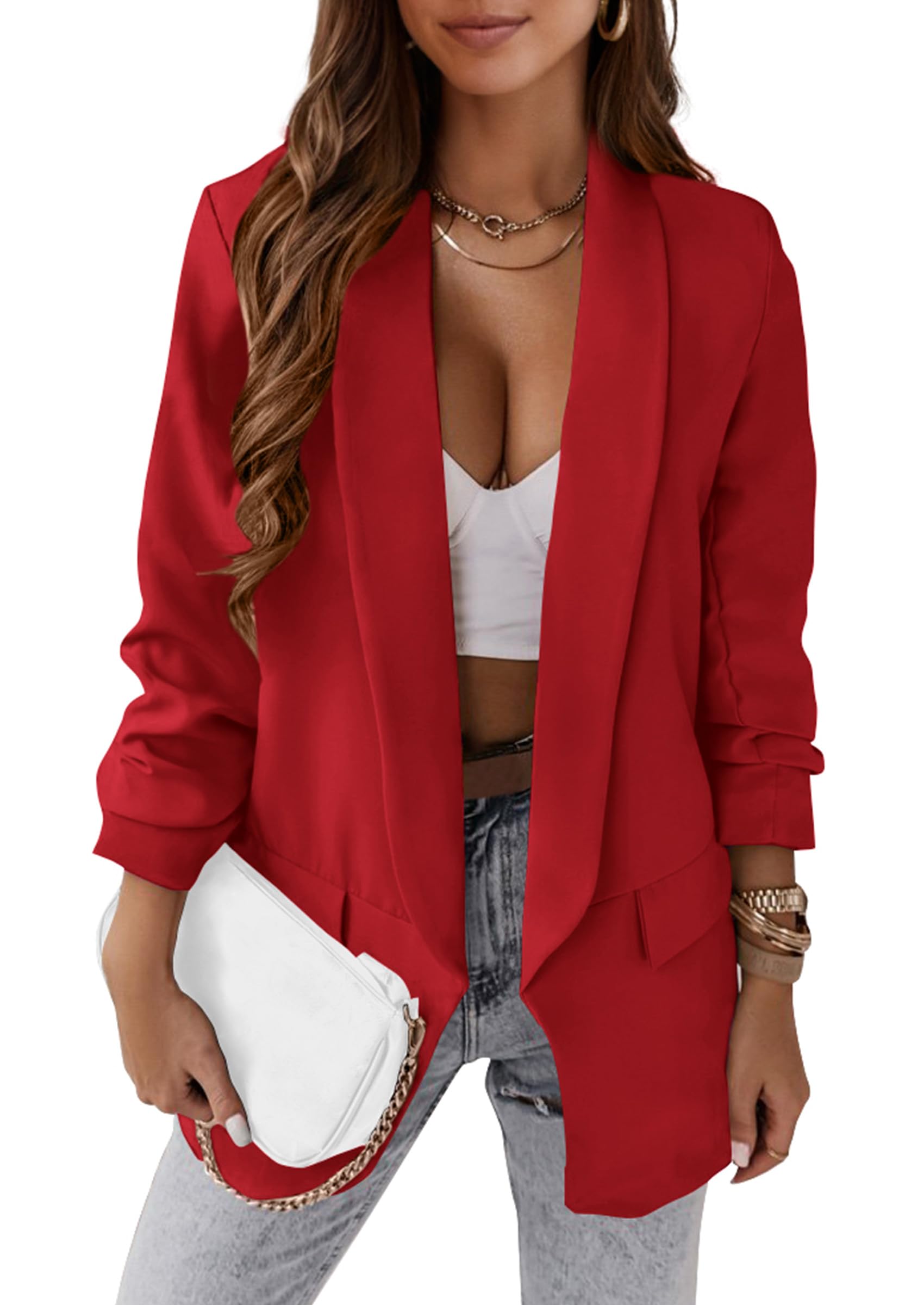Women's Fall Fashion Business Casual Blazers(Red,S)