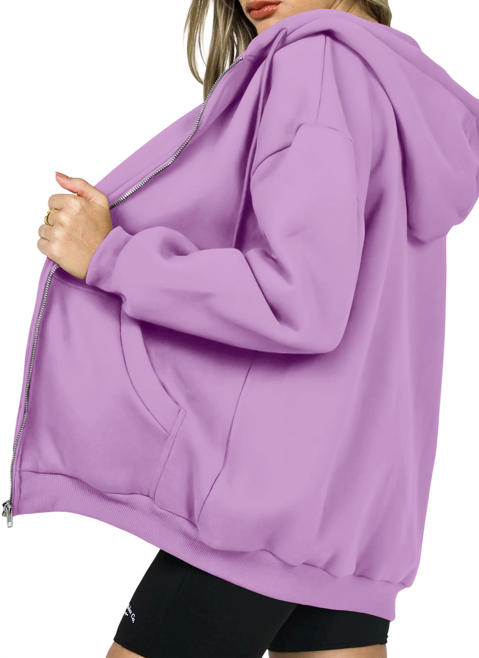 Women's Fall Zip Up Hoodies Sweatshirts Light Purple