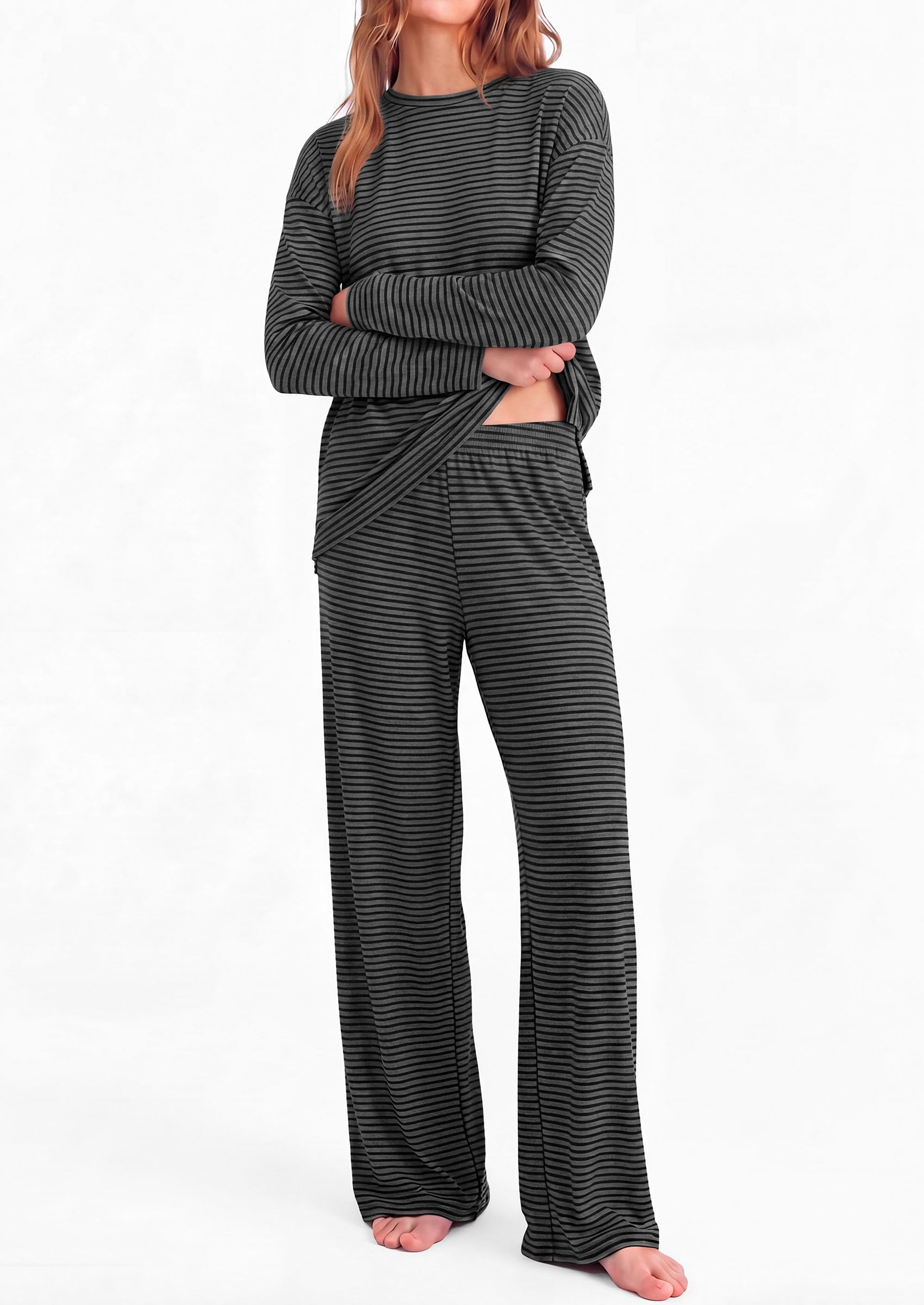 Lounge Sets for Women Fall Striped Matching Comfy Pajama Sets