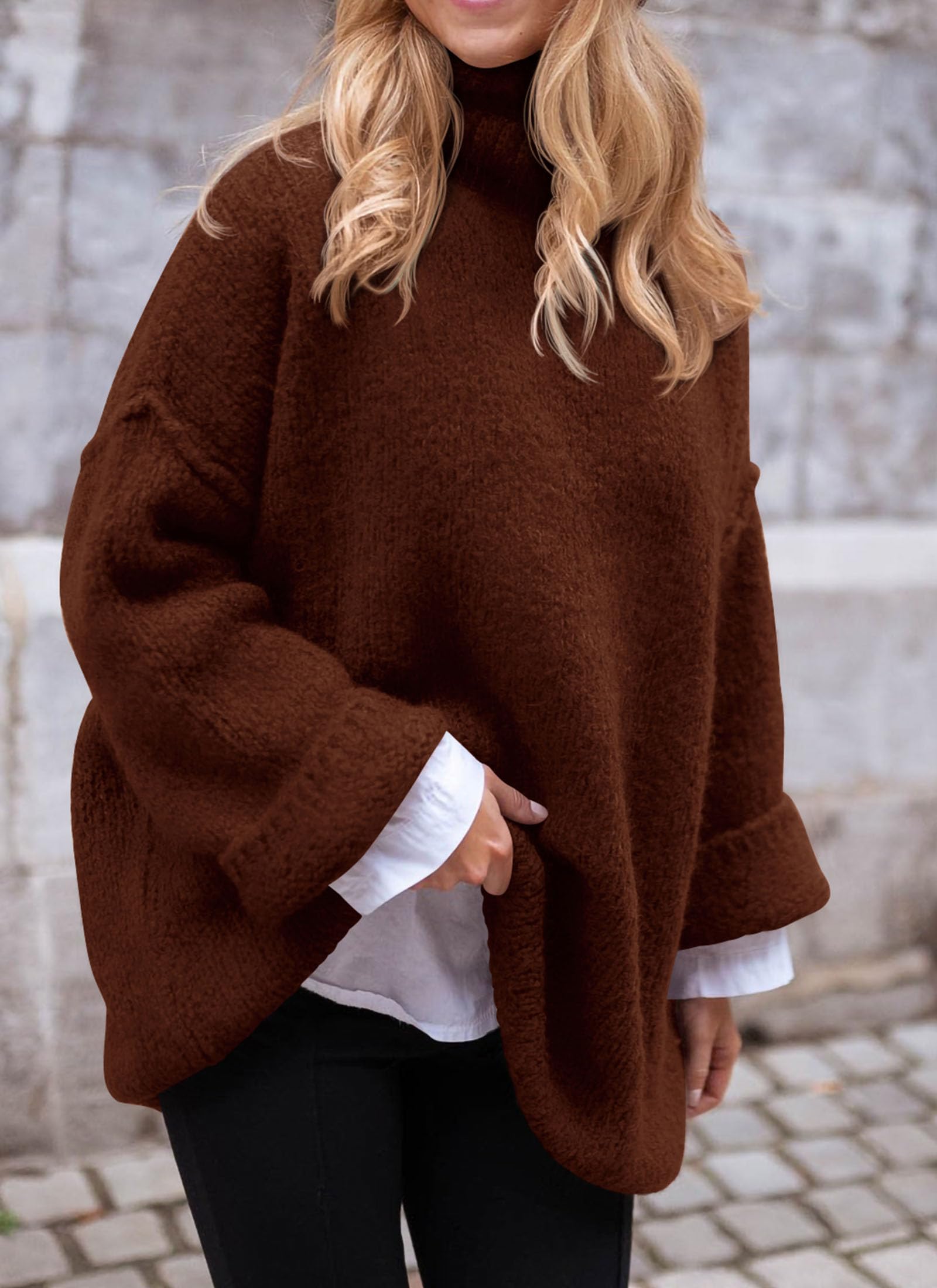 Women's Cozy Chunky Knit Oversized Fall Turtleneck Sweaters