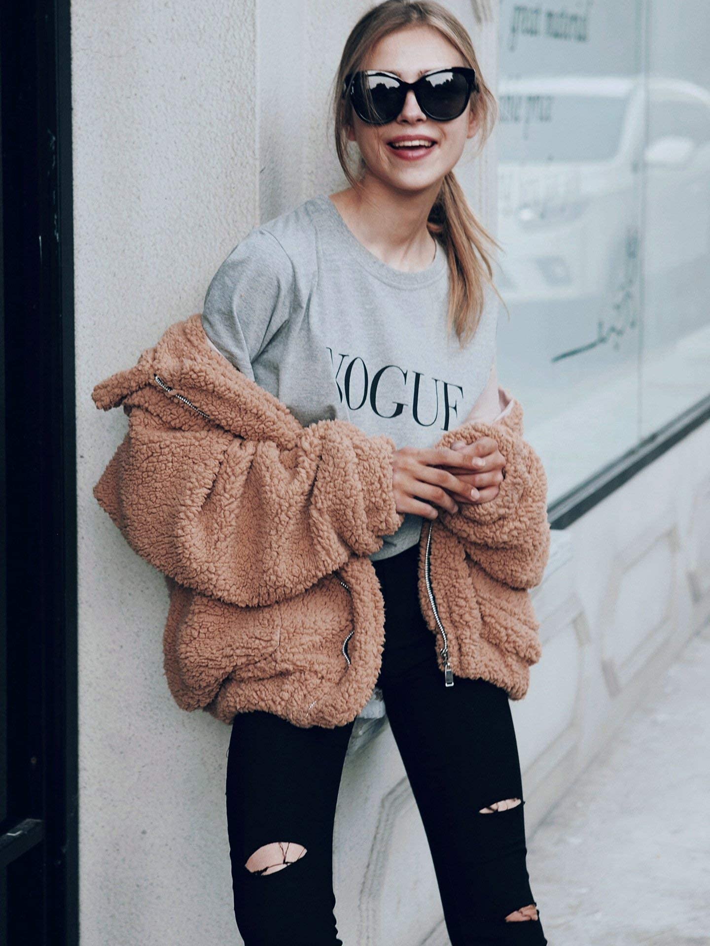 Oversized Sherpa Fleece Jacket Women's Winter Coats Outerwear