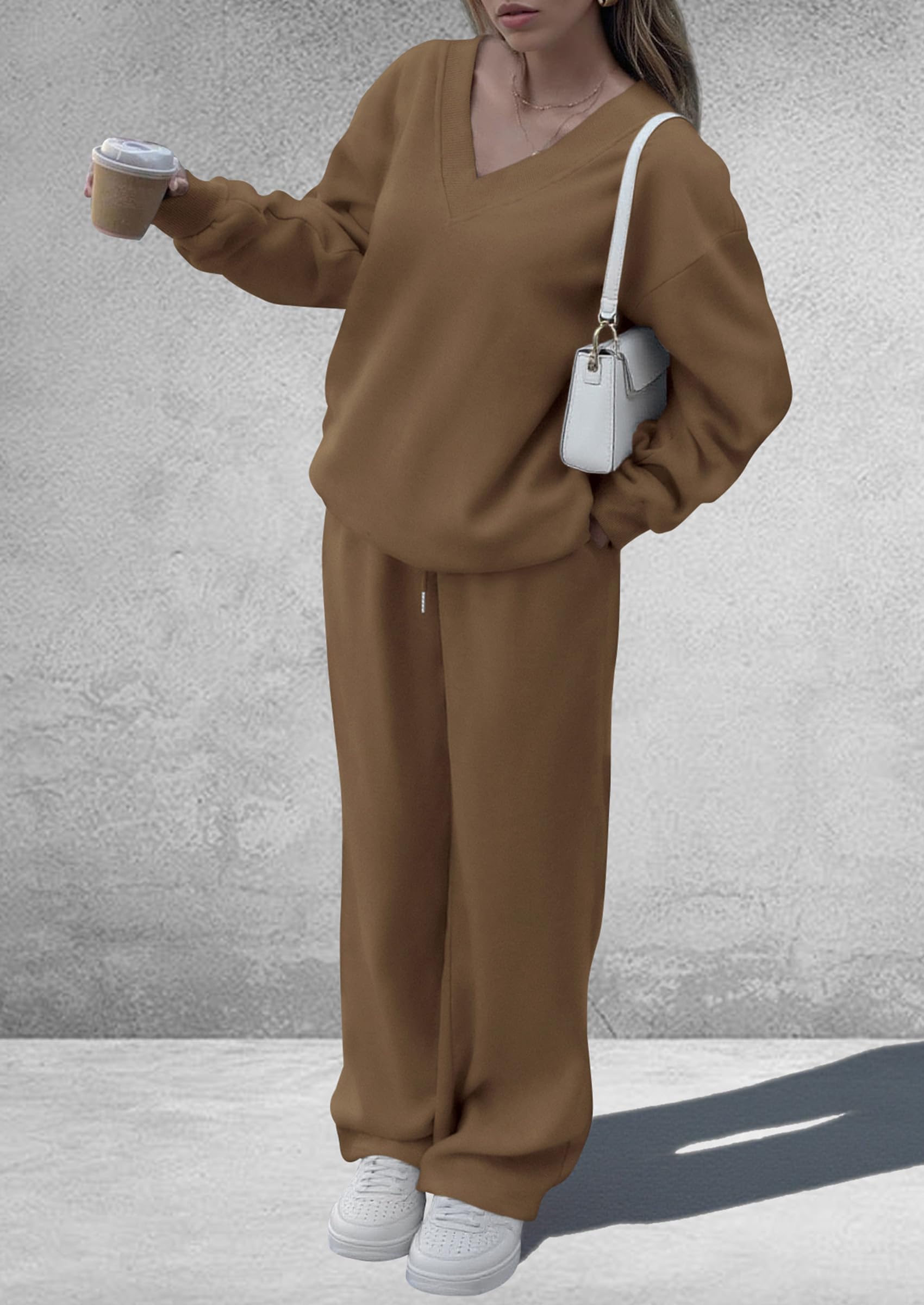 Womens 2 Piece Outfits Fall Sweatsuits,Khaki,S