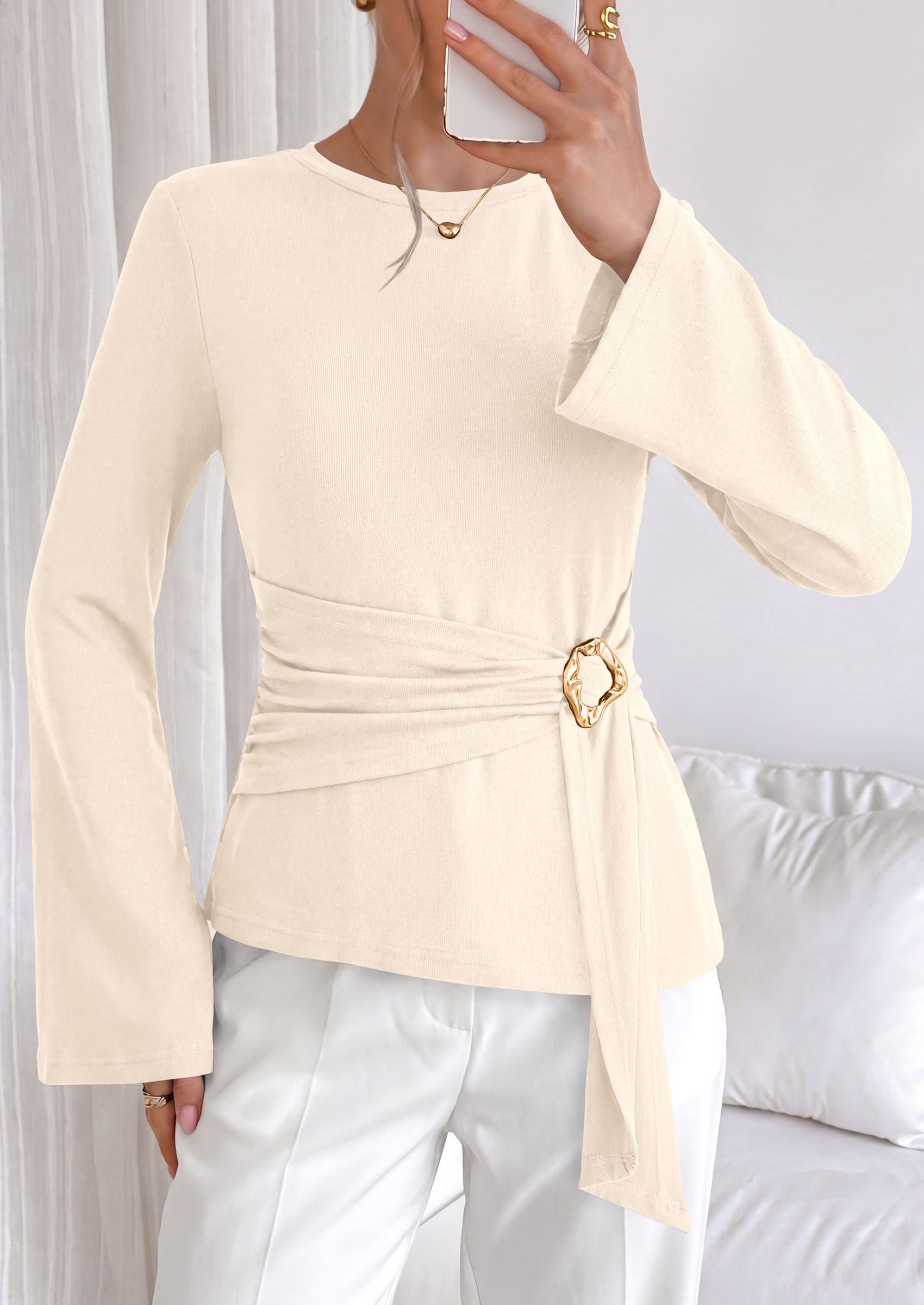 Asymmetrical Tops for Women Fall Business Casual Peplum Top